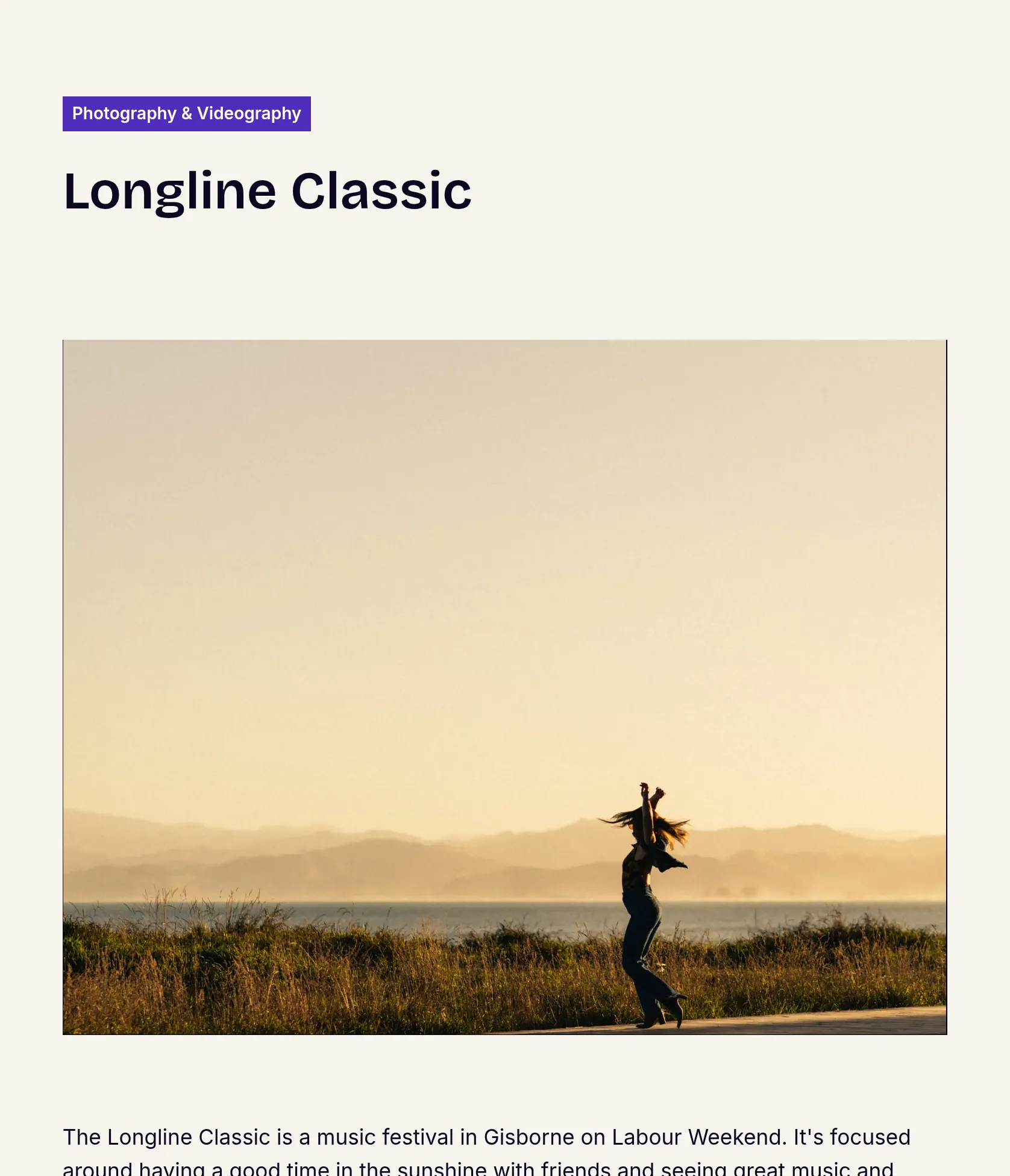 Director of Photography & Video Editing for The Longline Classic Festival