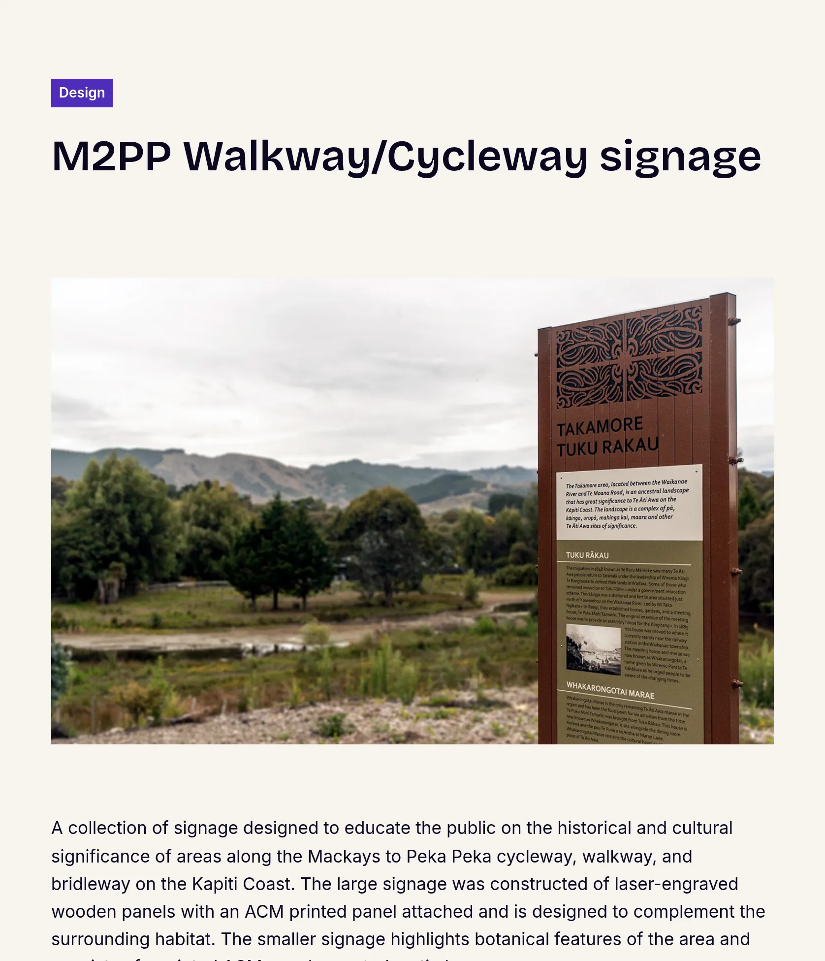 Interpretive Signage Design for Kapiti Coast Cycleway