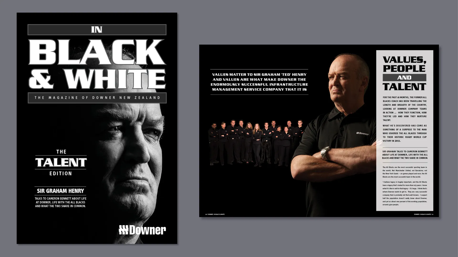 Black & White: 68-Page Magazine Design for Downer