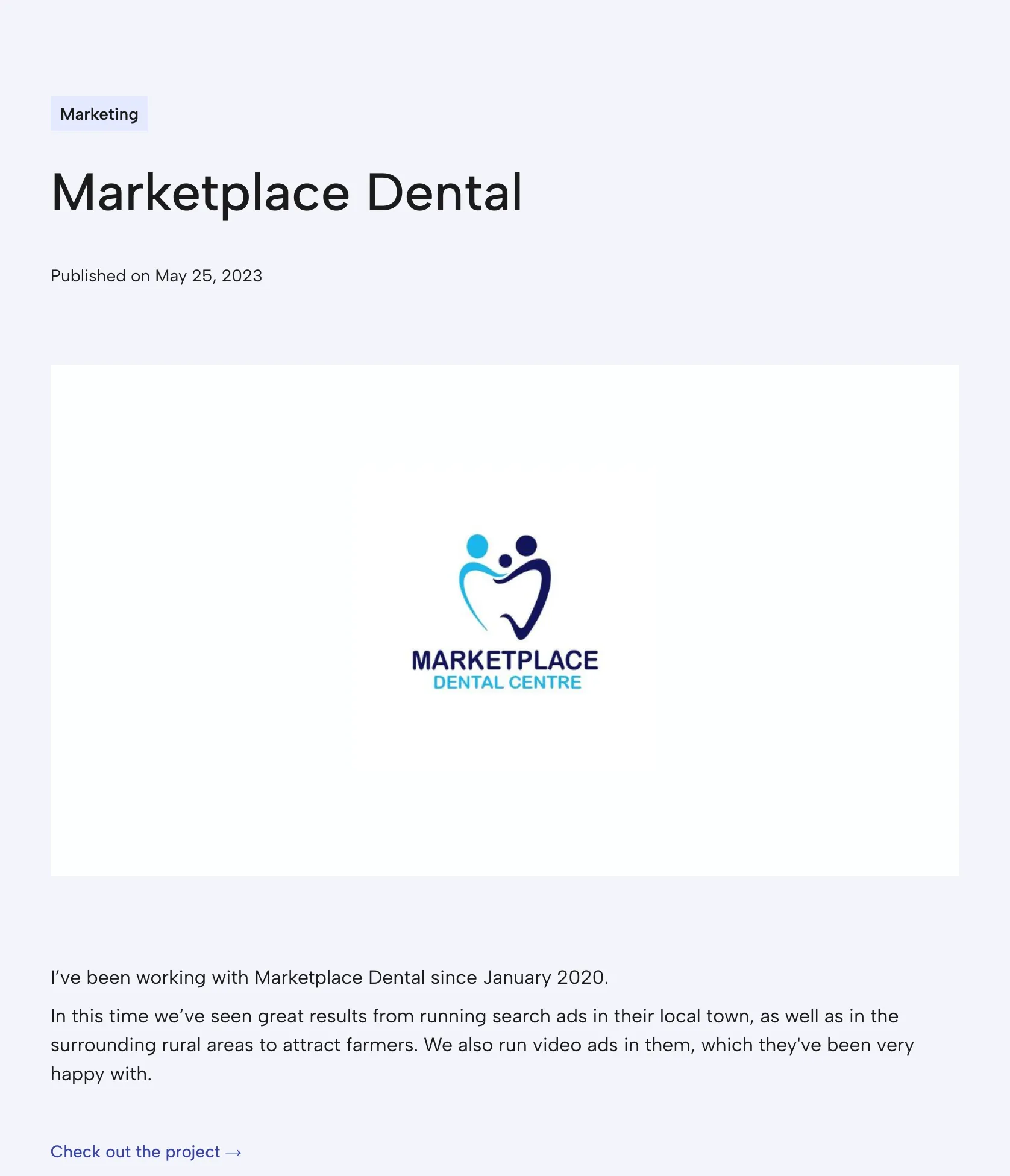 Local and Rural Digital Advertising for Marketplace Dental