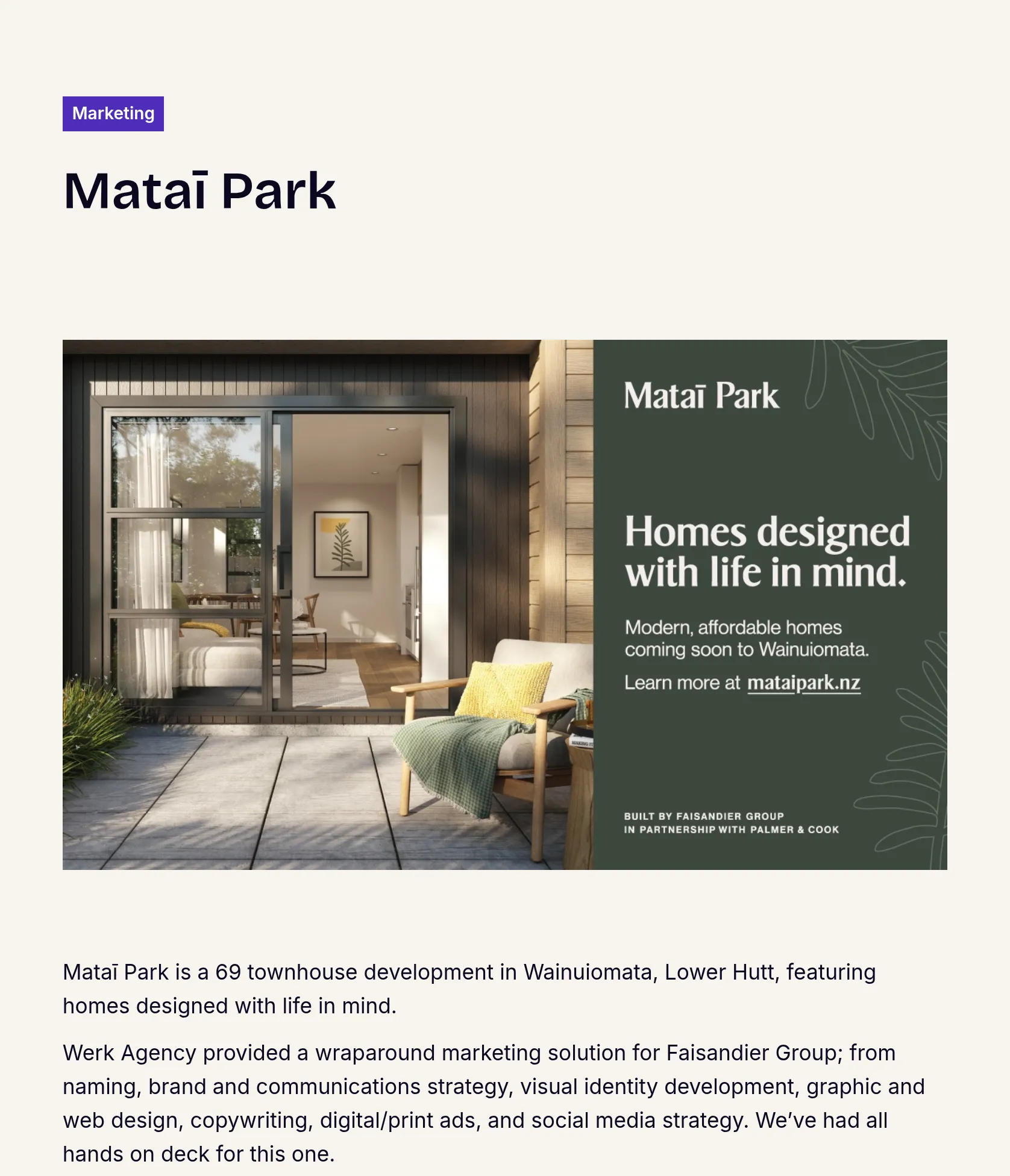 Full Branding & Marketing Campaign for Mataī Park by Werk Agency