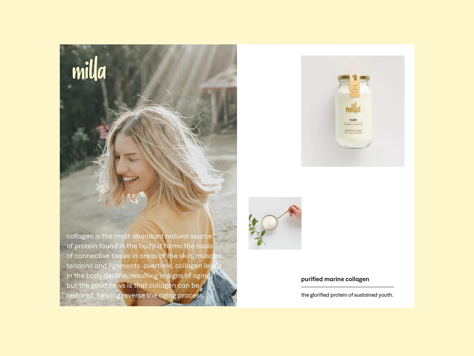 Brand Identity and Packaging Refresh for milla collagen project image