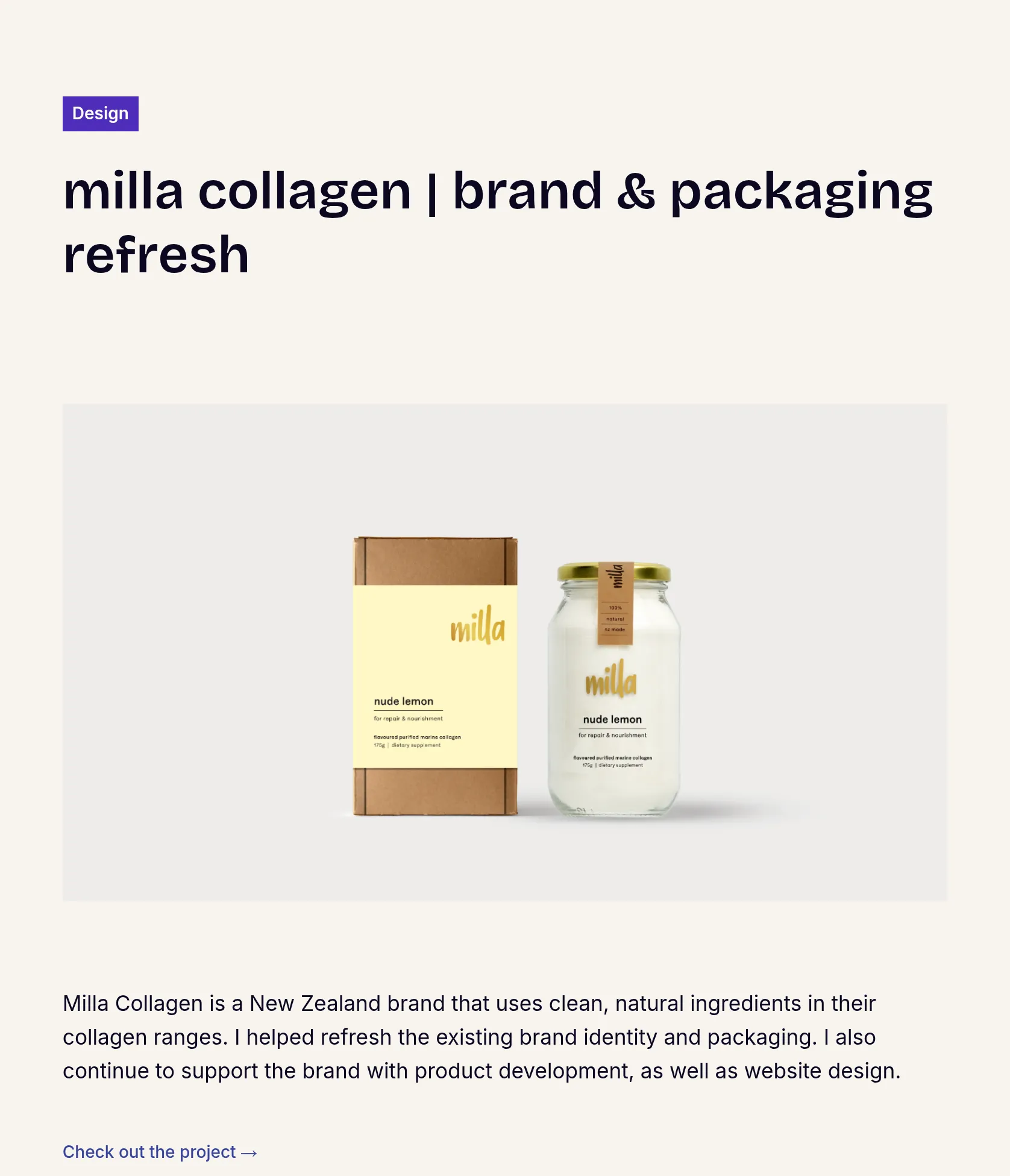 Brand Identity and Packaging Refresh for milla collagen