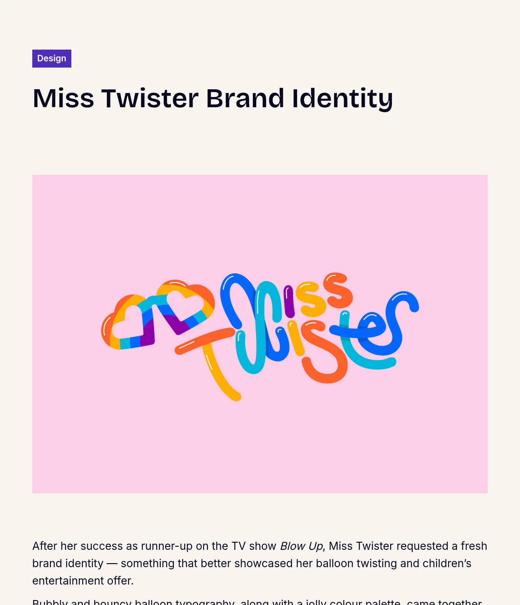 Playful Brand Identity for Miss Twister, Balloon Entertainer
