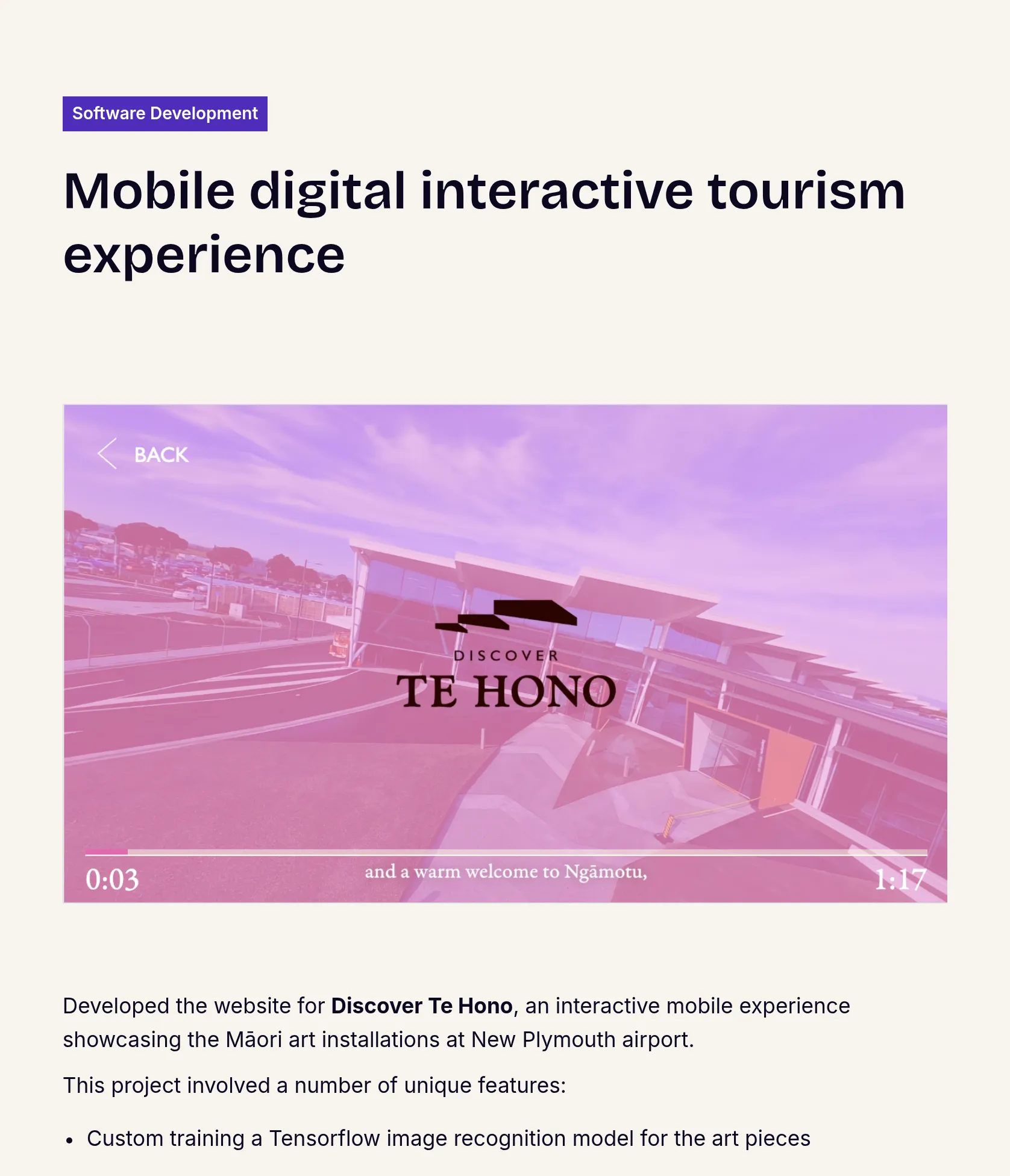 Interactive Mobile Web App for Discover Te Hono at New Plymouth Airport