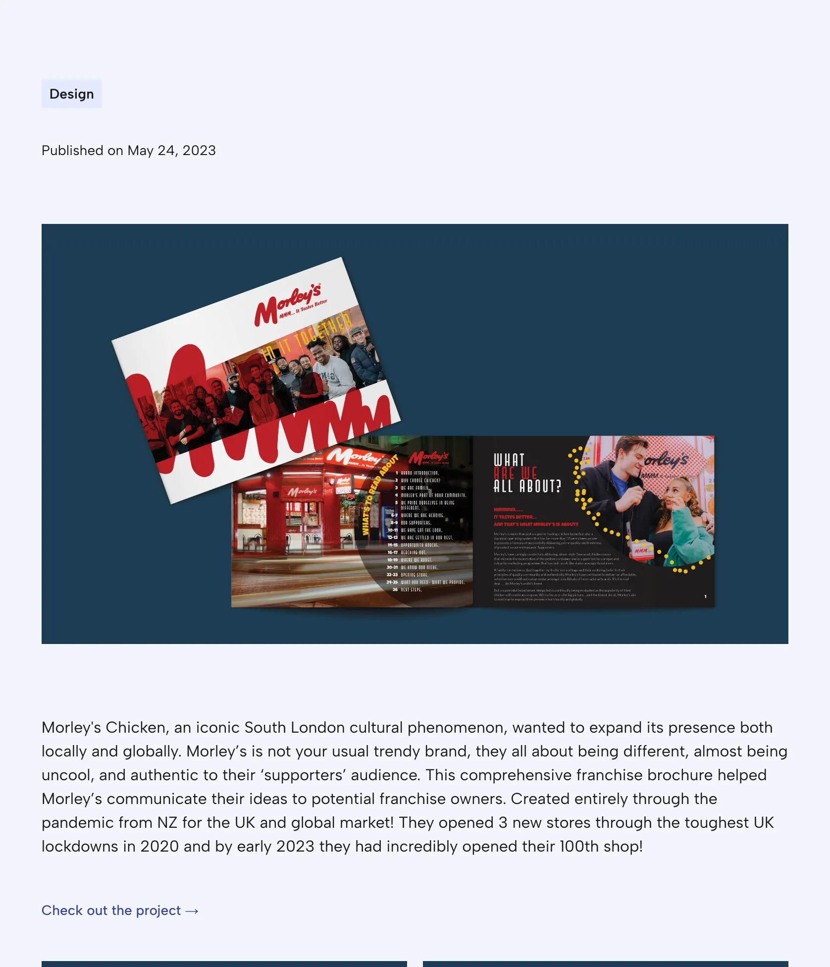 Franchise Brochure Design for Morley's Chicken Expansion
