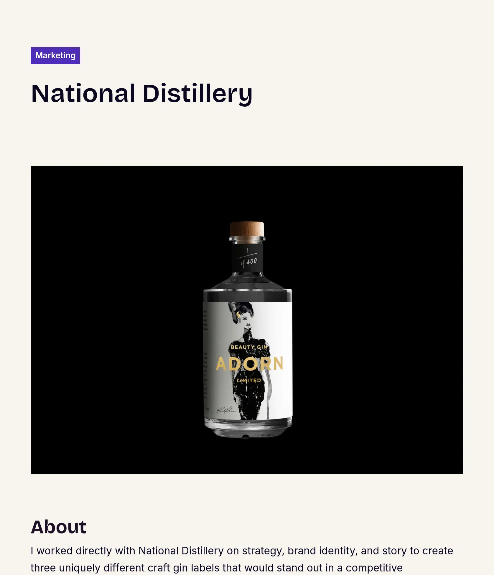 Brand Strategy & Label Design for National Distillery Gin Range