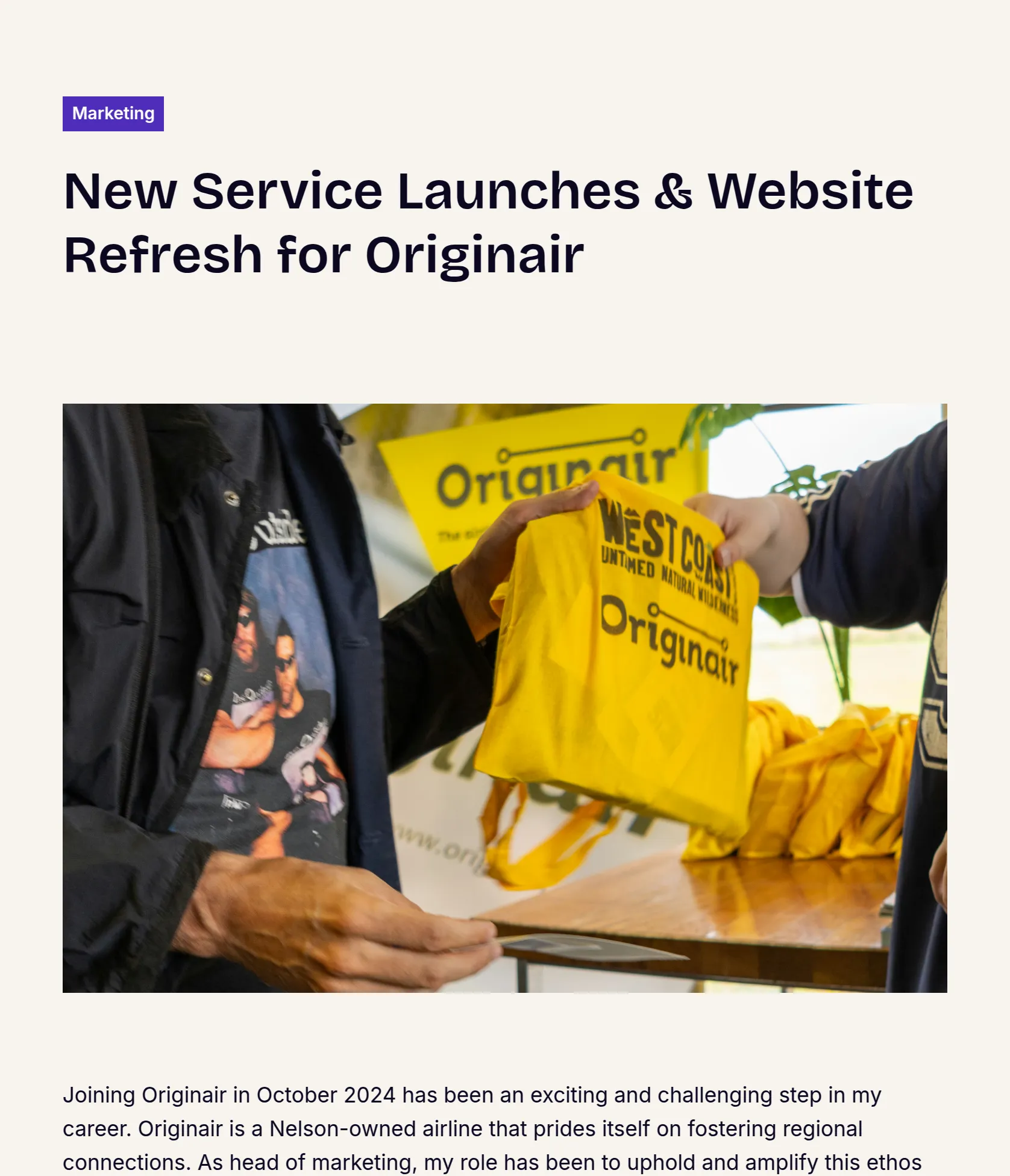 Regional Route Launches & Website Redesign for Originair