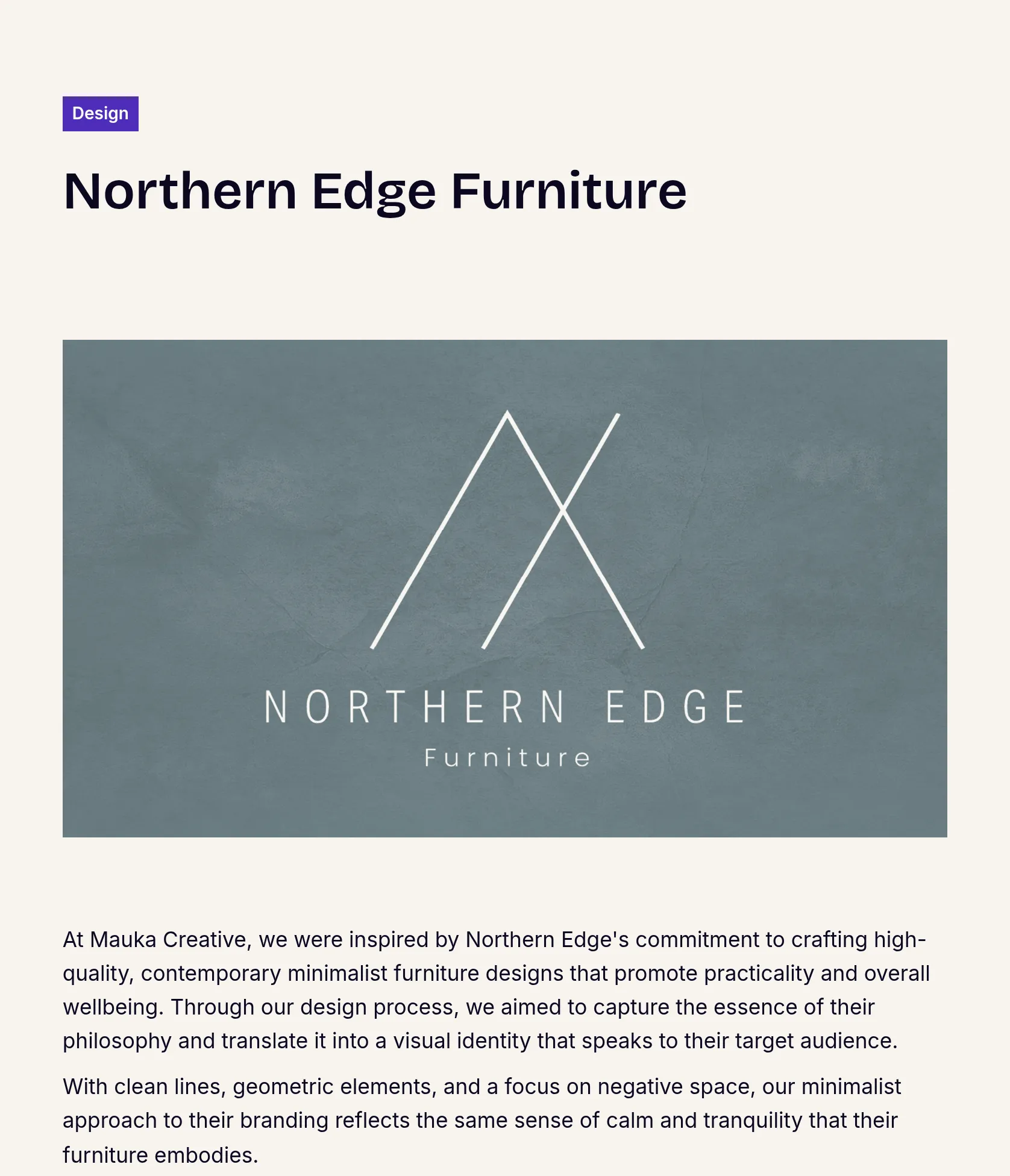 Minimalist Visual Identity for Northern Edge Furniture