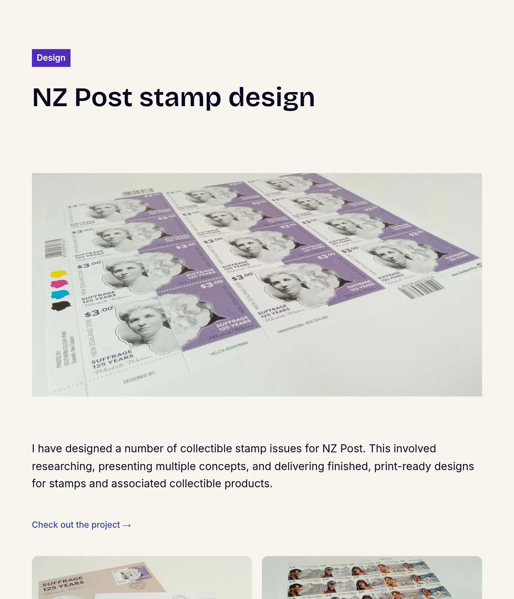 Collectable Stamp Issue Designs for NZ Post