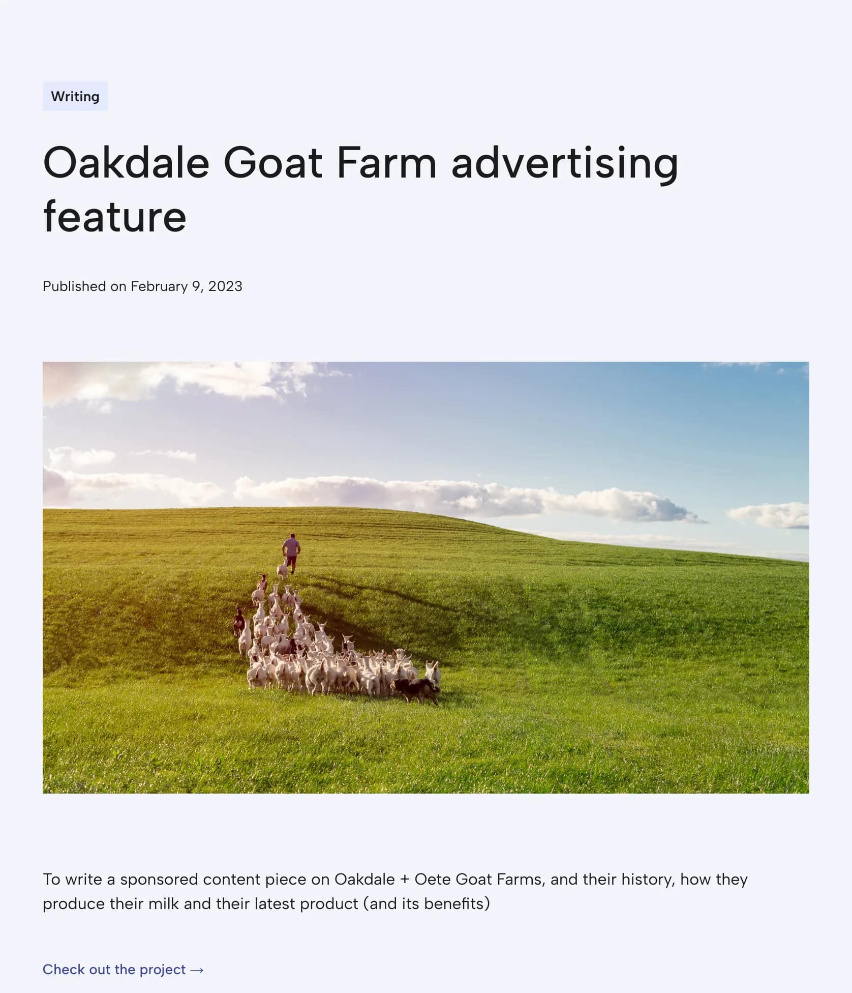 Sponsored Content Writing for Oakdale & Oete Goat Farms