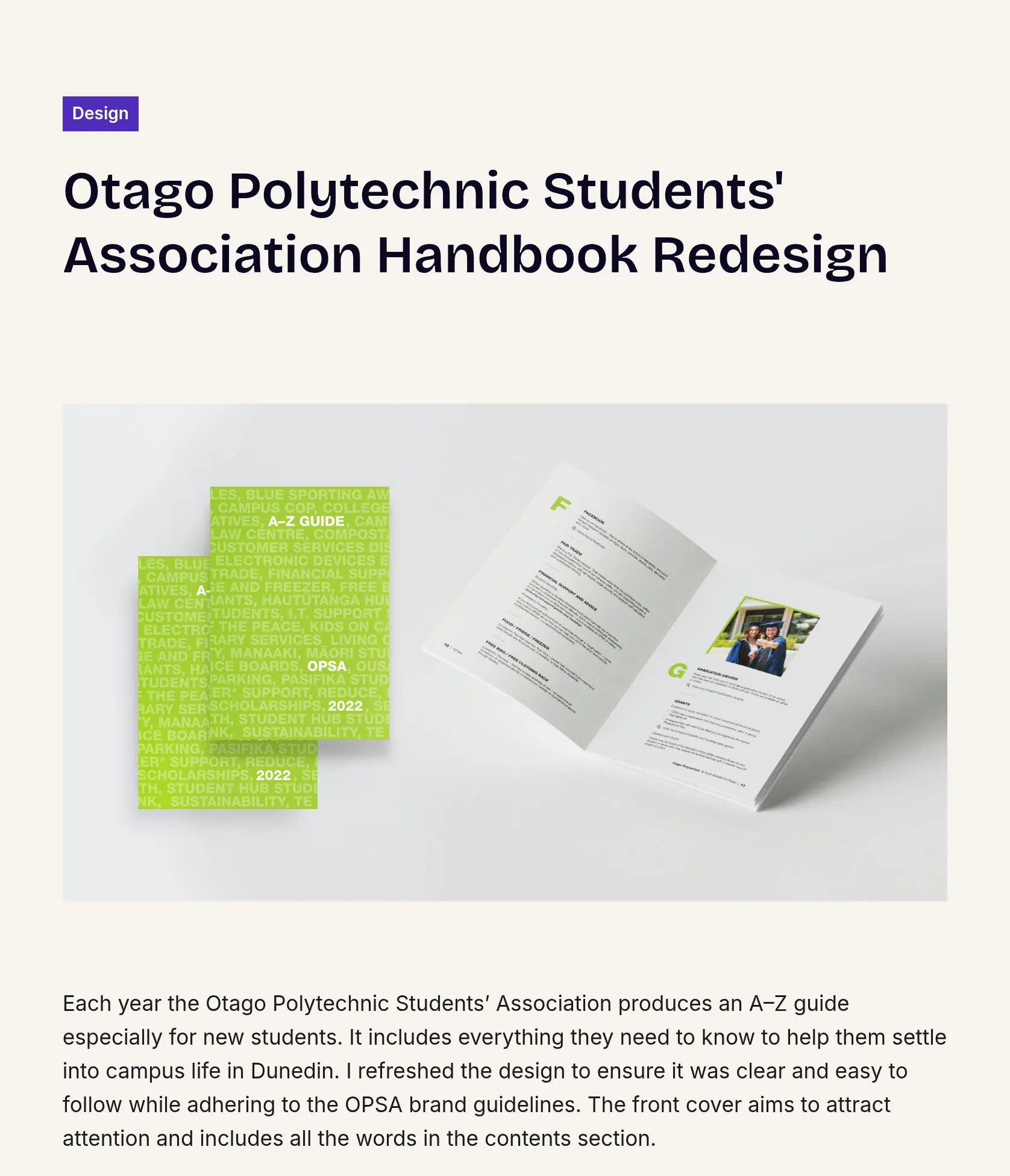 A–Z Student Guide Redesign for Otago Polytechnic Students’ Association