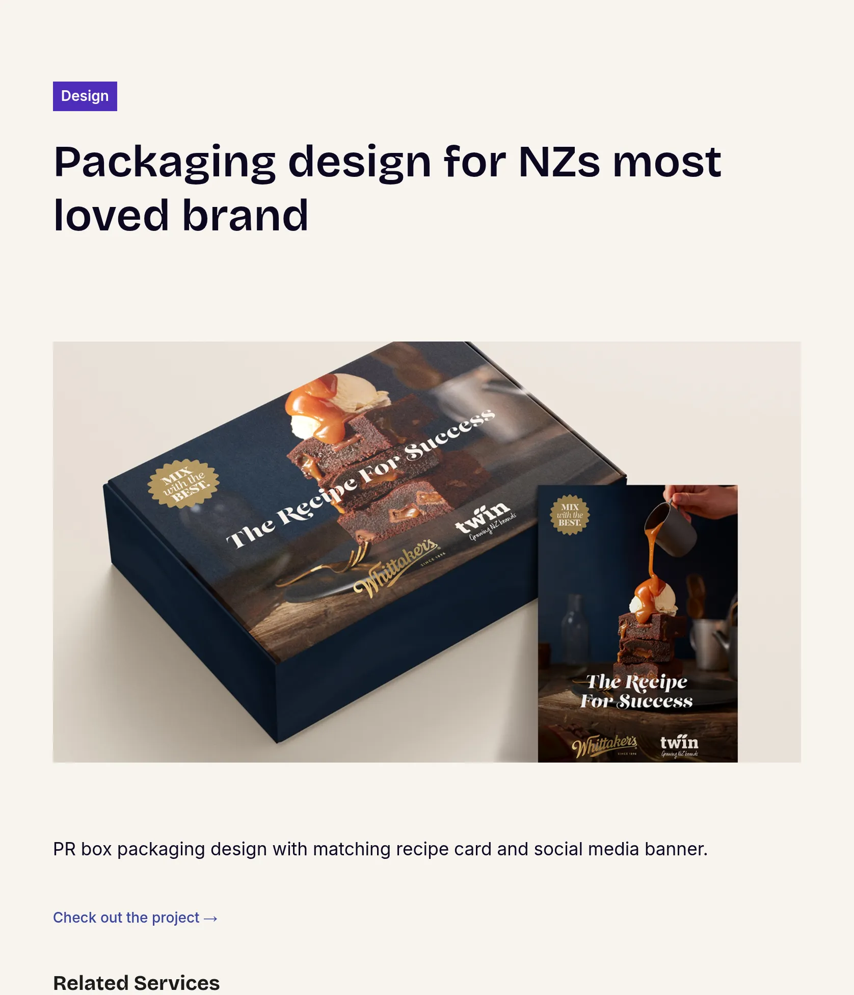 PR Box Packaging Design & Matching Recipe Card with Social Media Banner