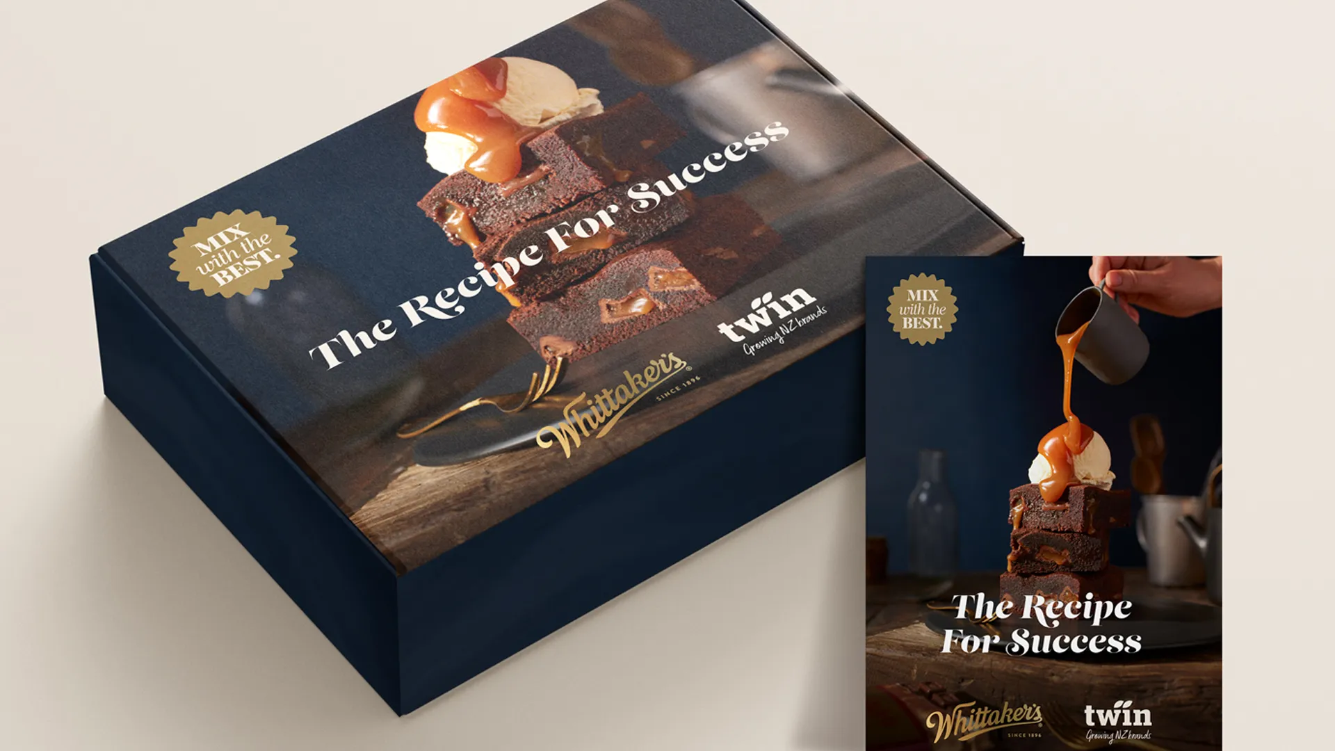 PR Box Packaging Design & Matching Recipe Card with Social Media Banner