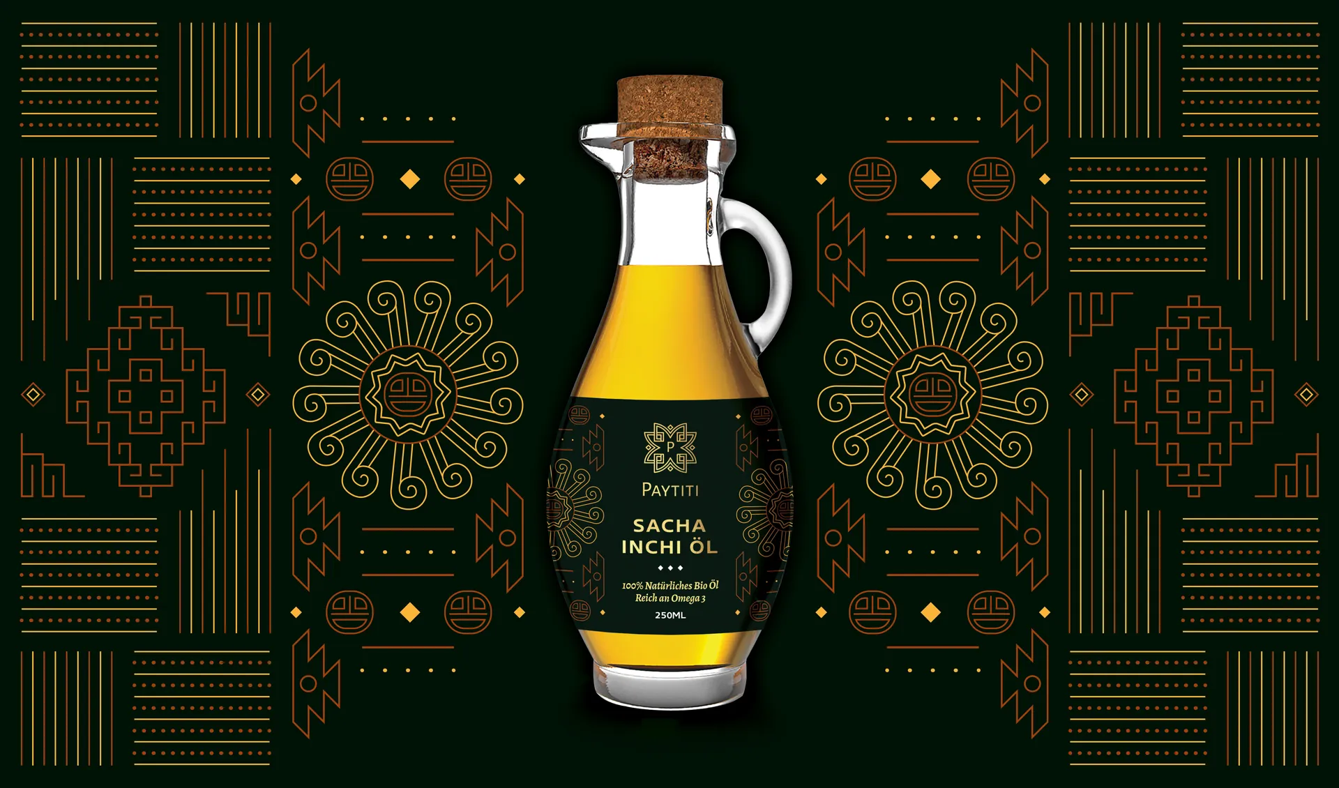 Peruvian Pattern & Bottle Label Design for Paytiti's Sacha Inchi Oil