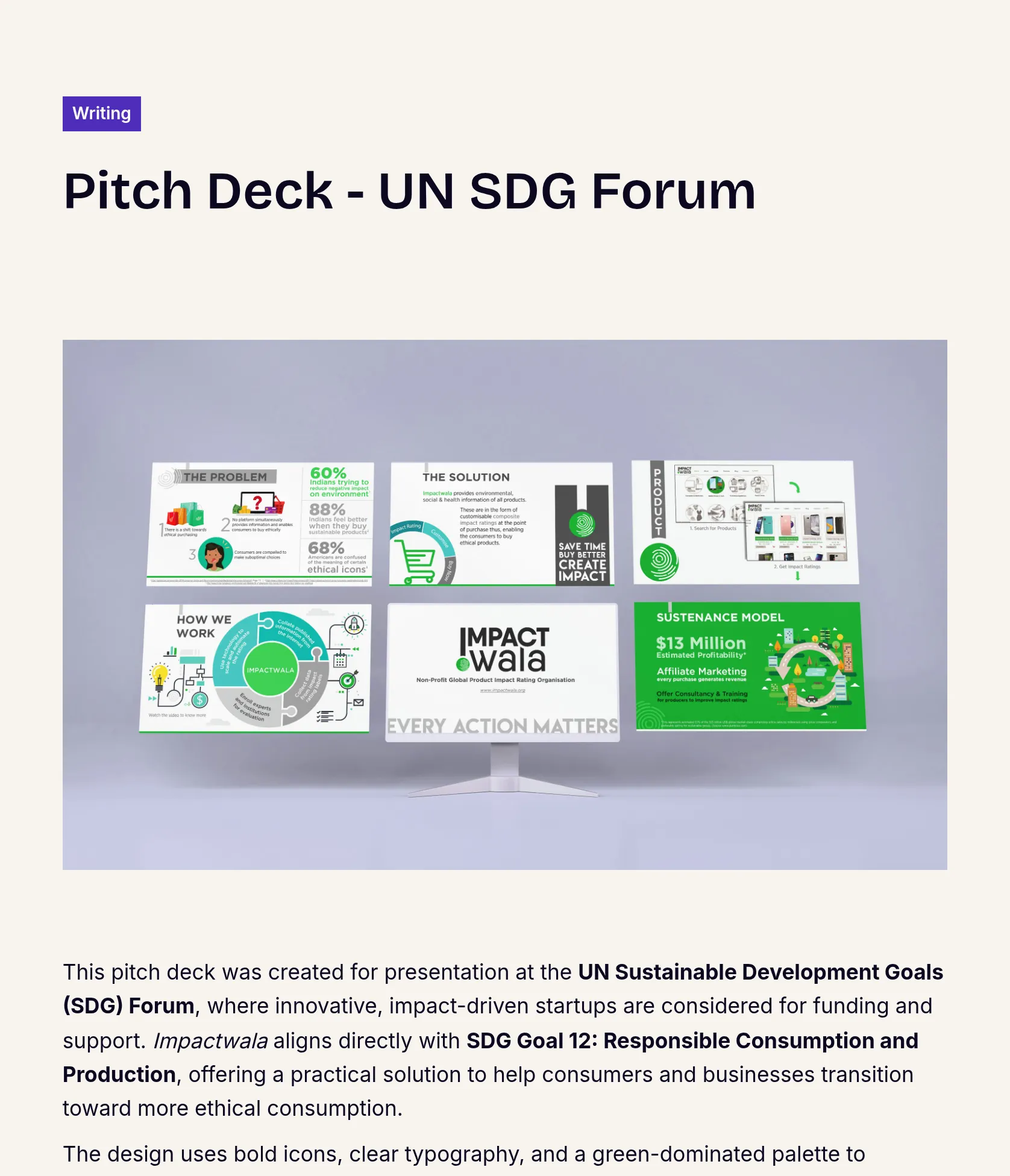 Pitch Deck Design for Impactwala’s SDG Forum Presentation