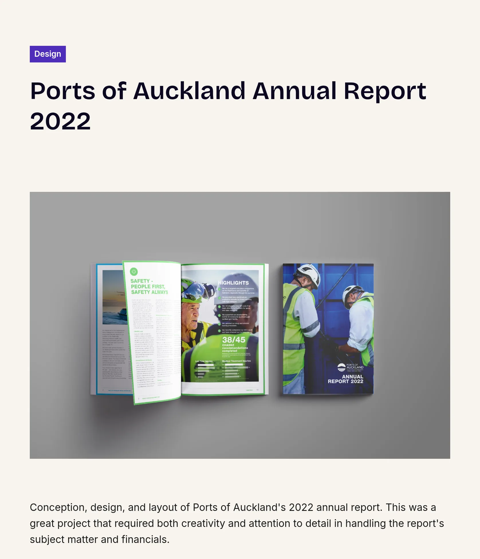 Ports of Auckland 2022 Annual Report Design and Layout