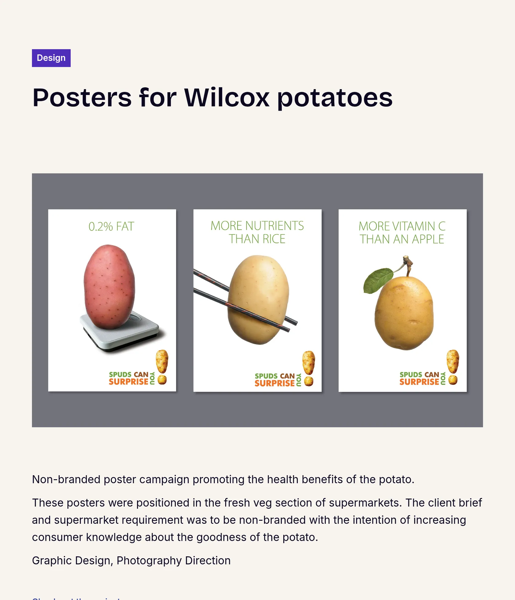 Non-branded Supermarket Poster Campaign for NZ Potatoes