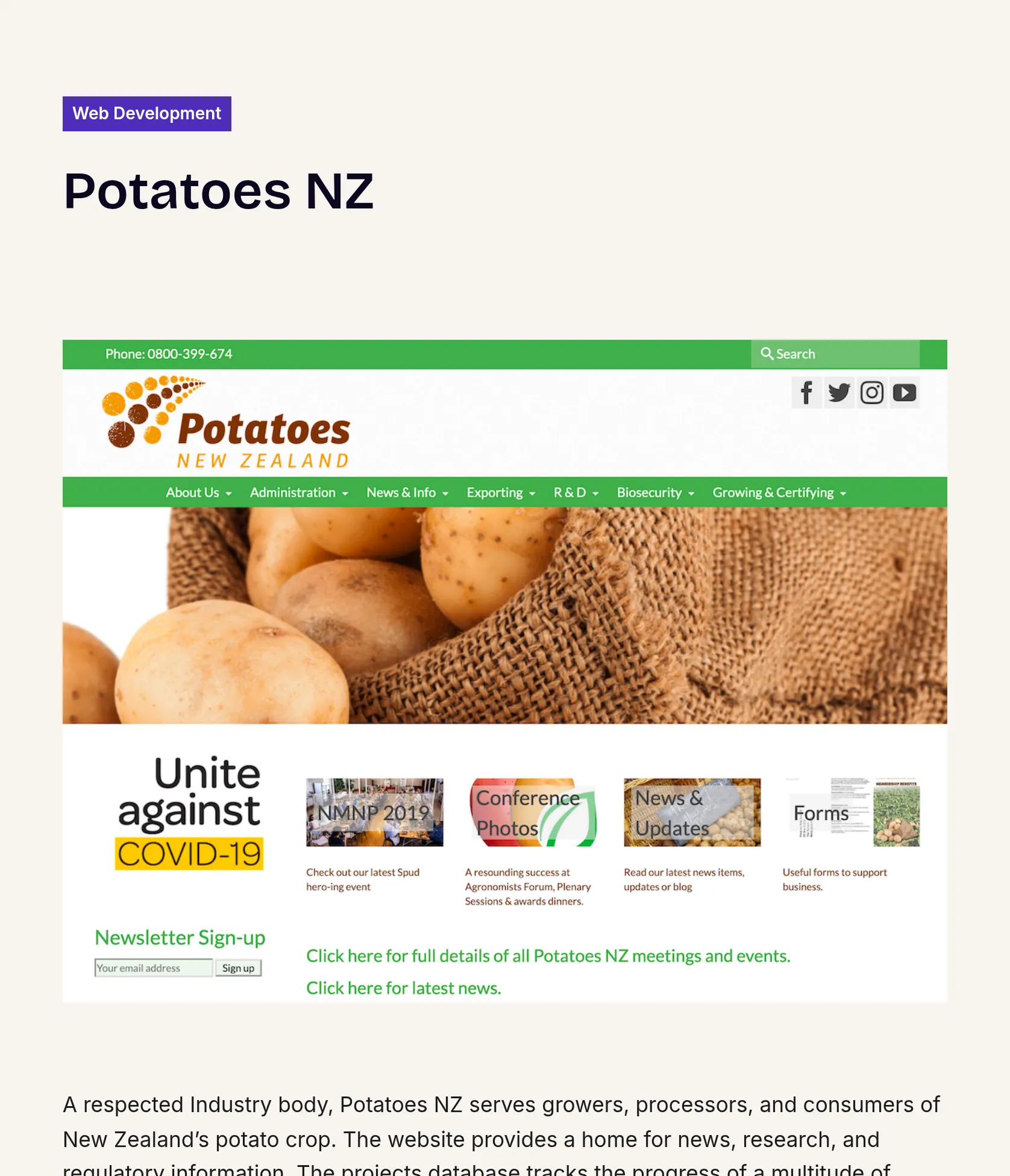 Website Development for Potatoes NZ: Dynamic Research and Recipe Hub
