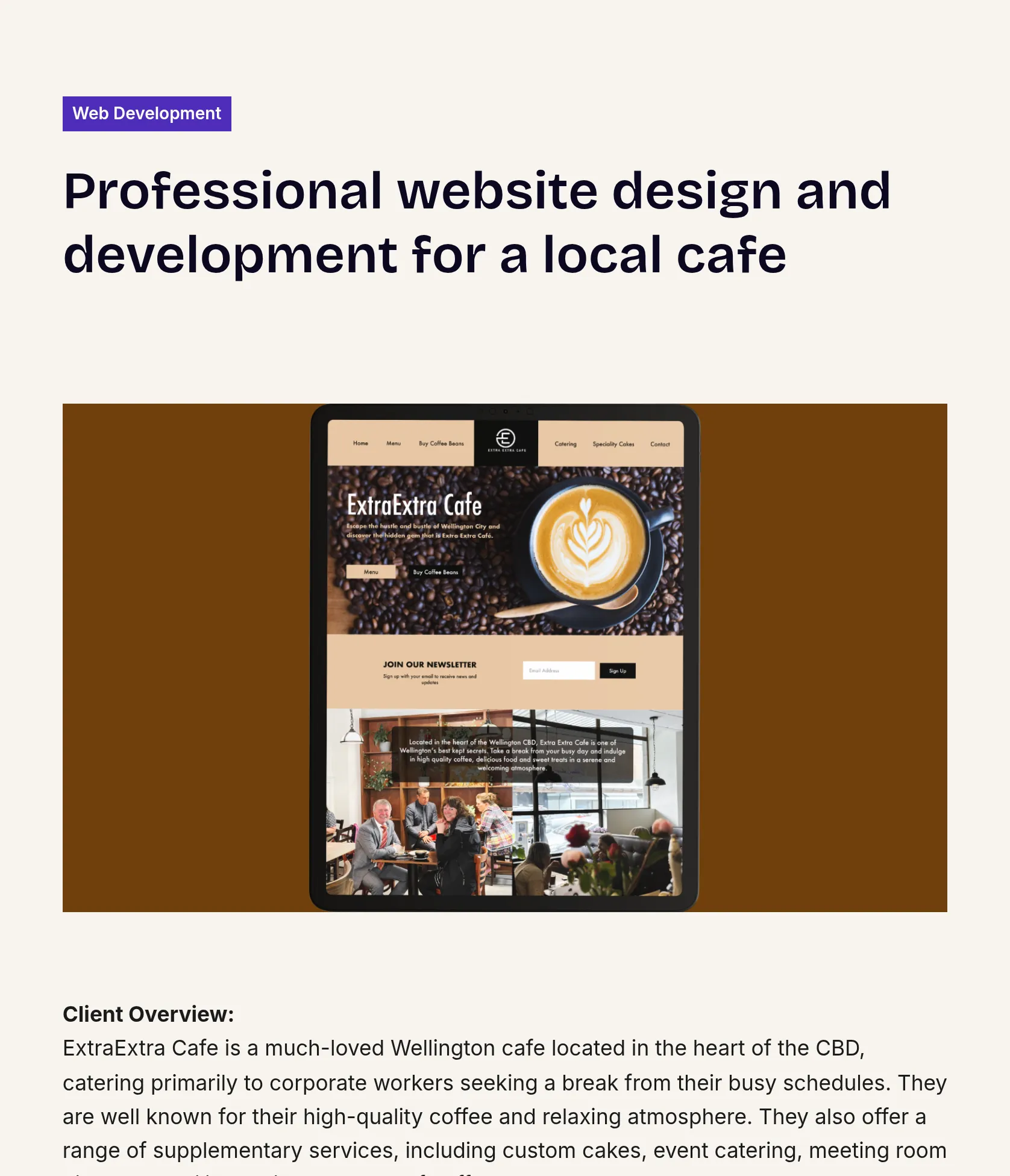 Website Design & SEO Optimisation for ExtraExtra Cafe