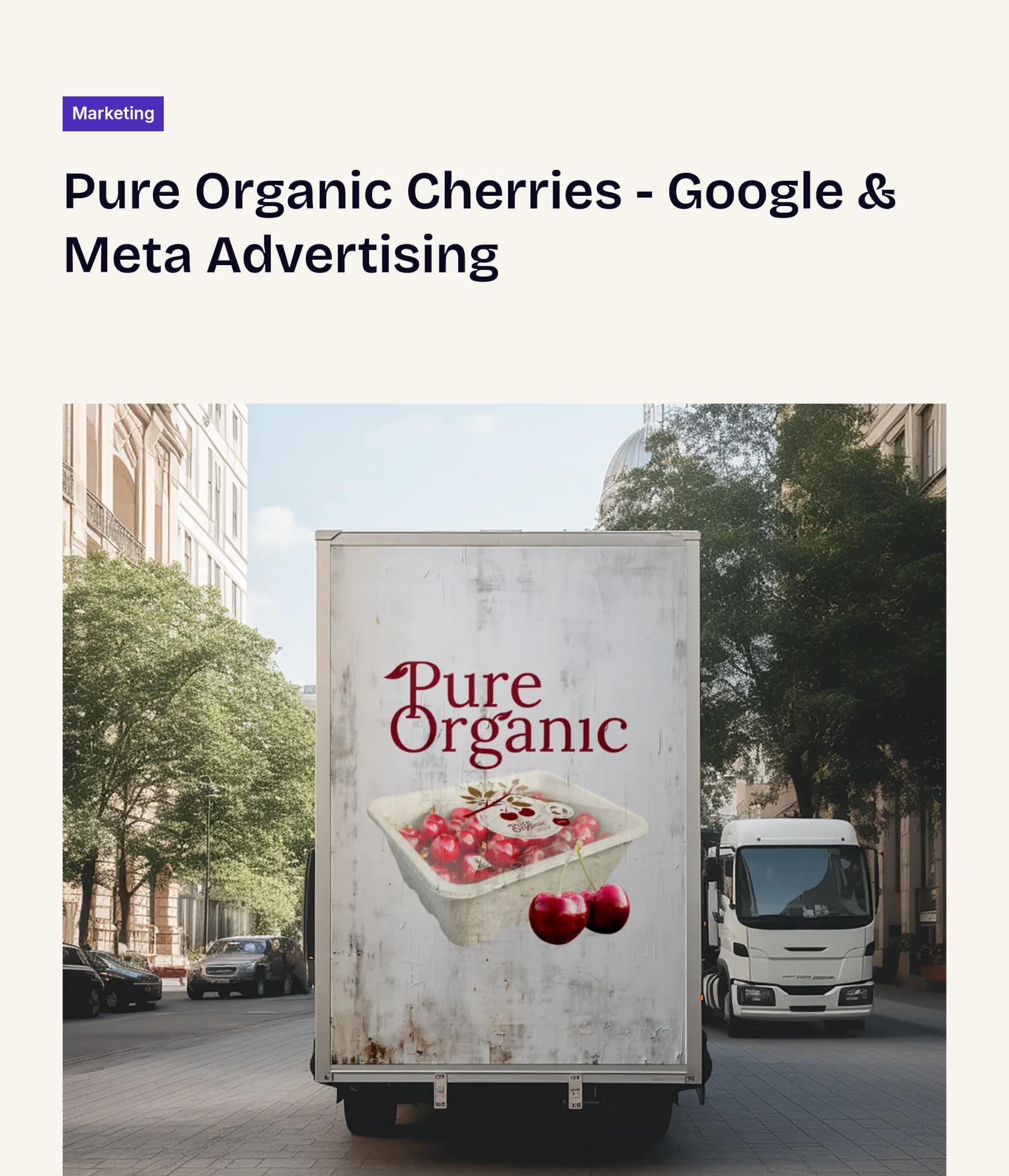 Paid Advertising Campaign for Pure Organic Cherries' Holiday Launch
