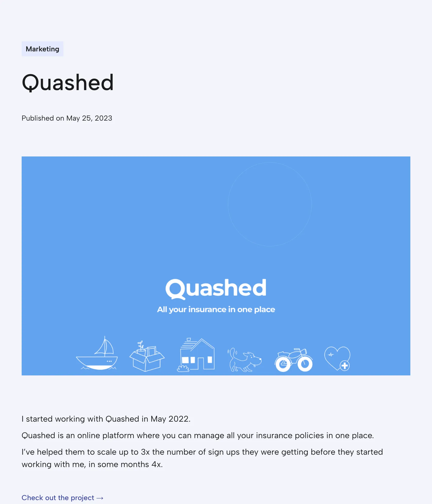 Growth Marketing for Quashed Insurance Platform