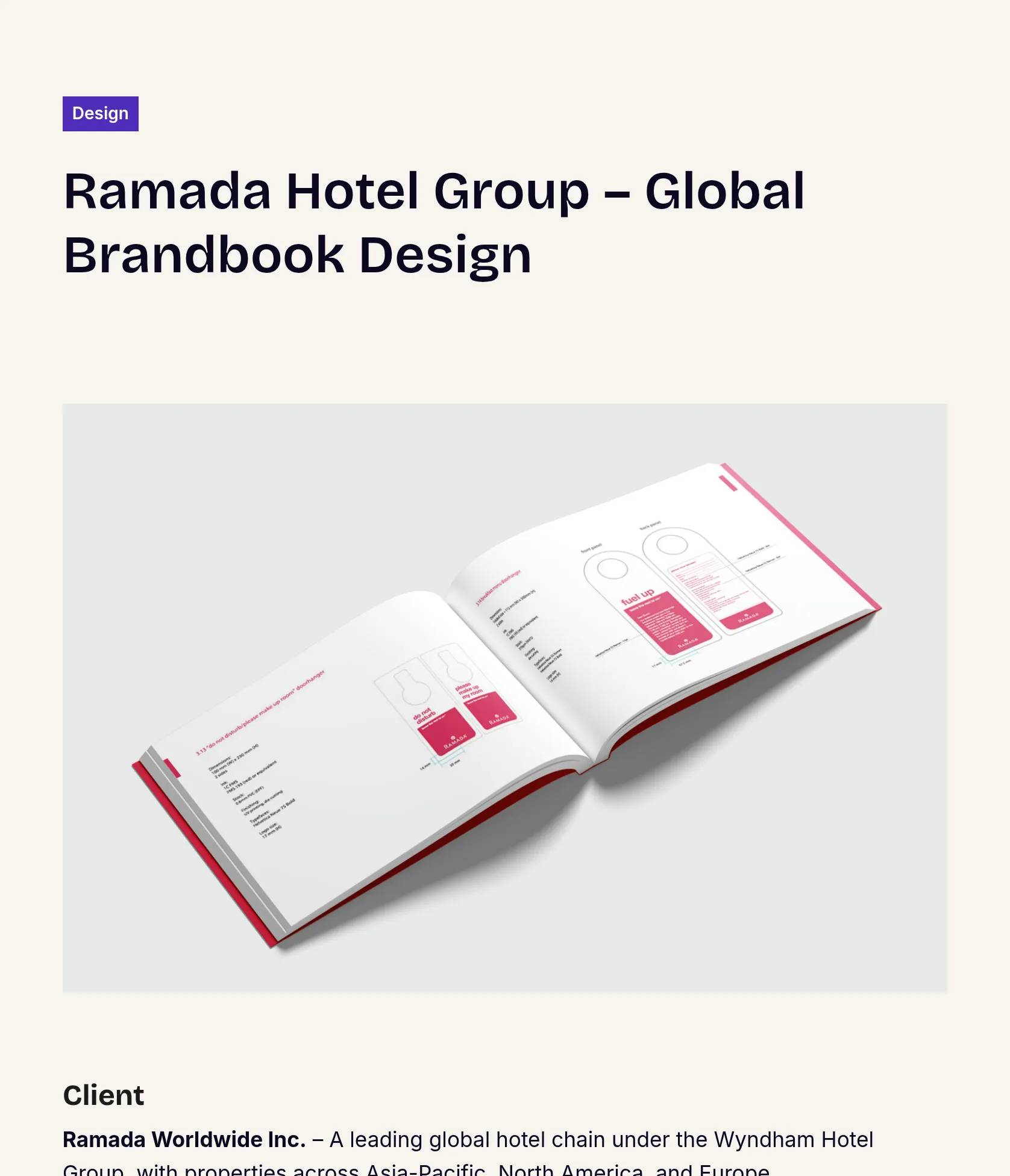 Brandbook Design & Visual Identity Rollout for Ramada Worldwide