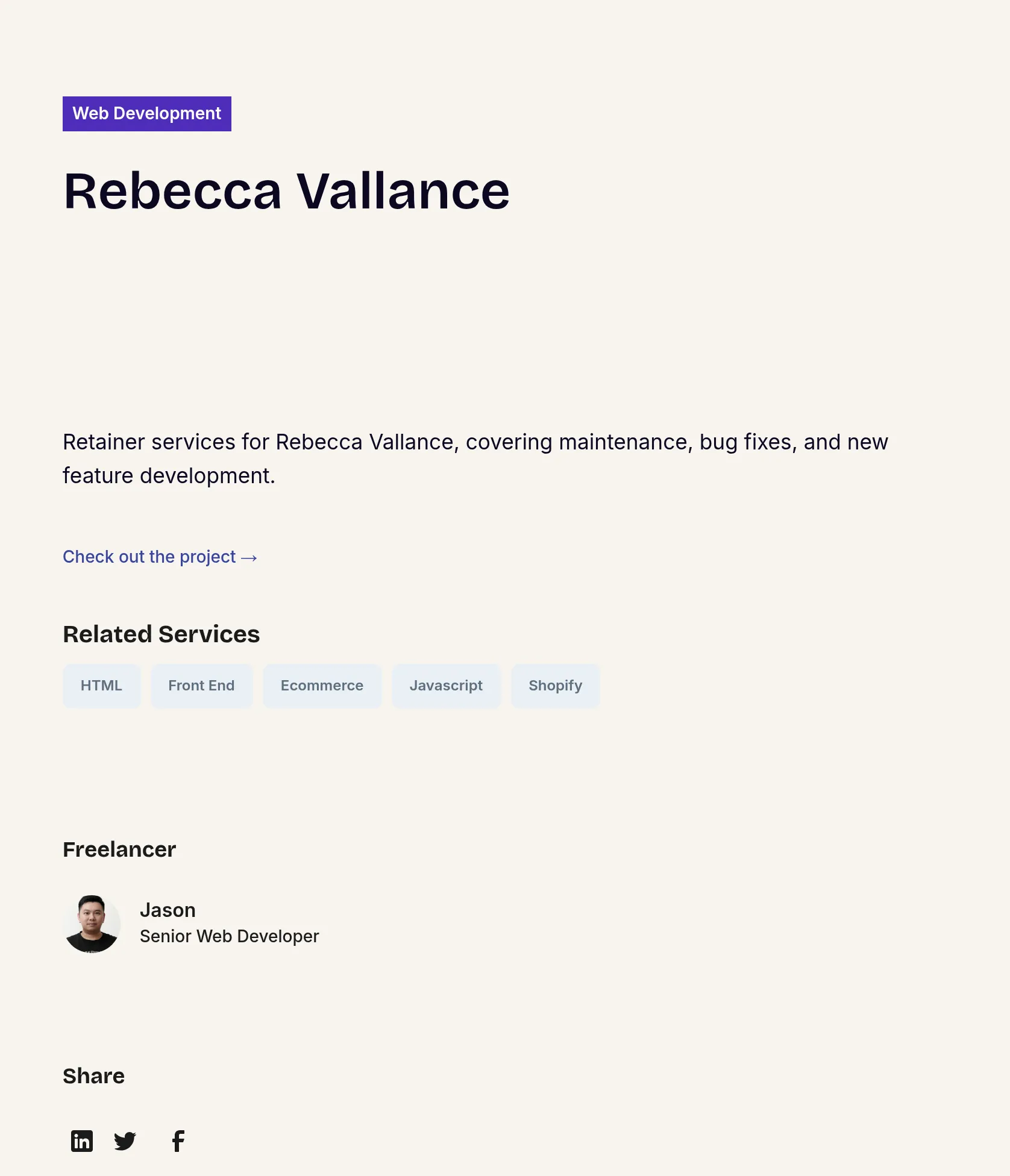 Ongoing Website Support for Rebecca Vallance