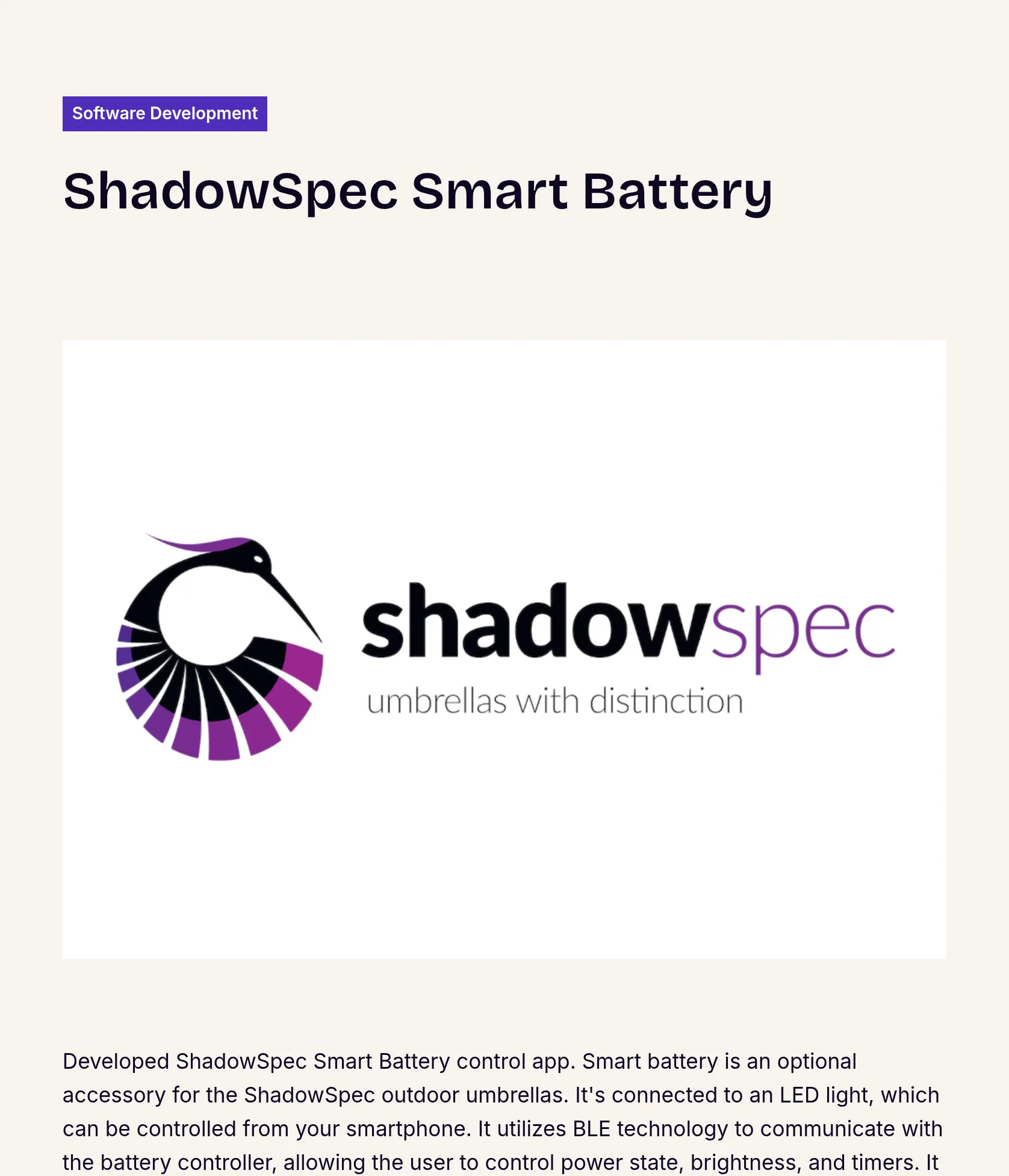 ShadowSpec Smart Battery Control App Development