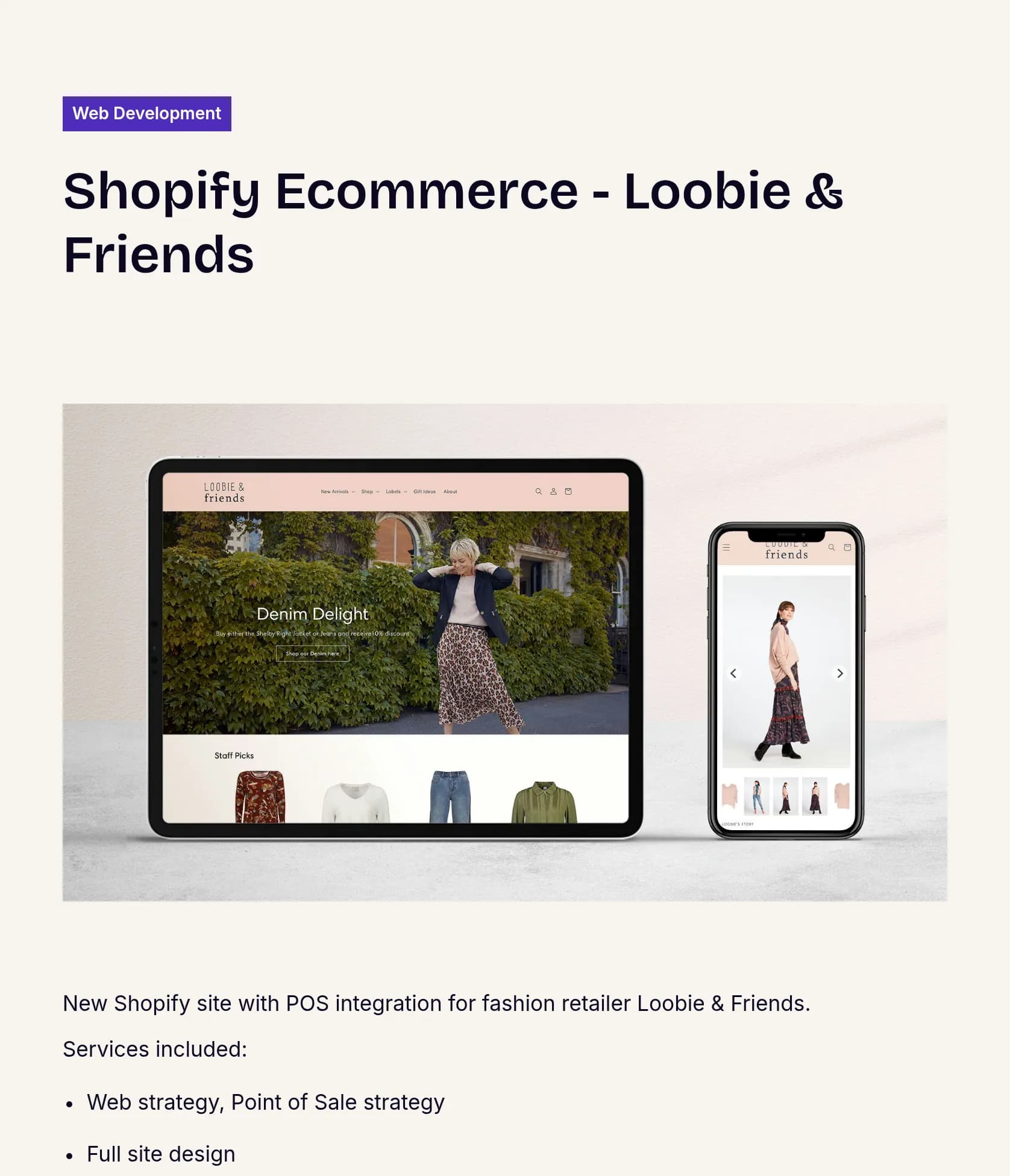 Shopify Ecommerce Website and POS Integration for Loobie & Friends screenshot