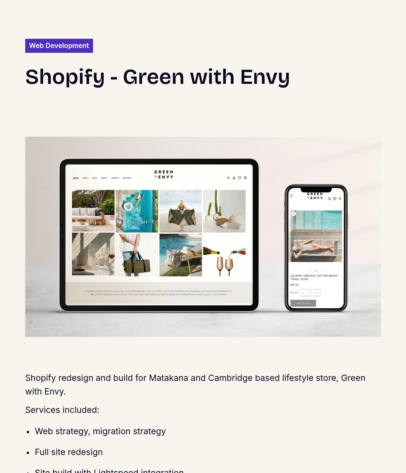 Shopify Redesign & Build for Green with Envy Lifestyle Store screenshot