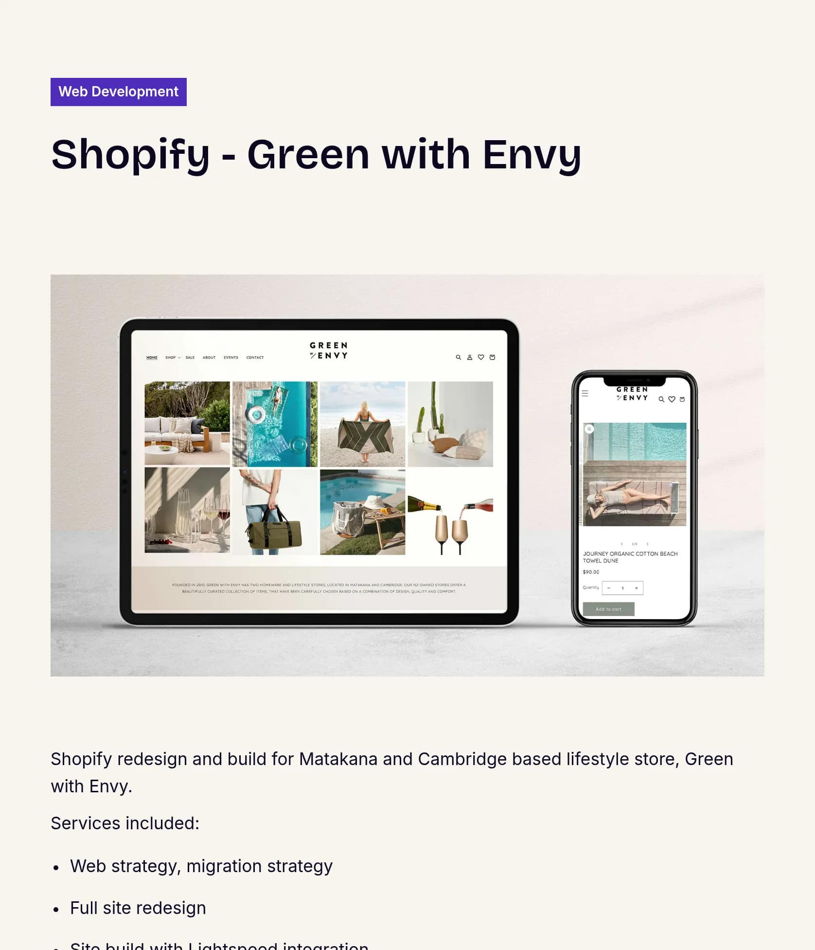 Shopify Redesign & Build for Green with Envy Lifestyle Store