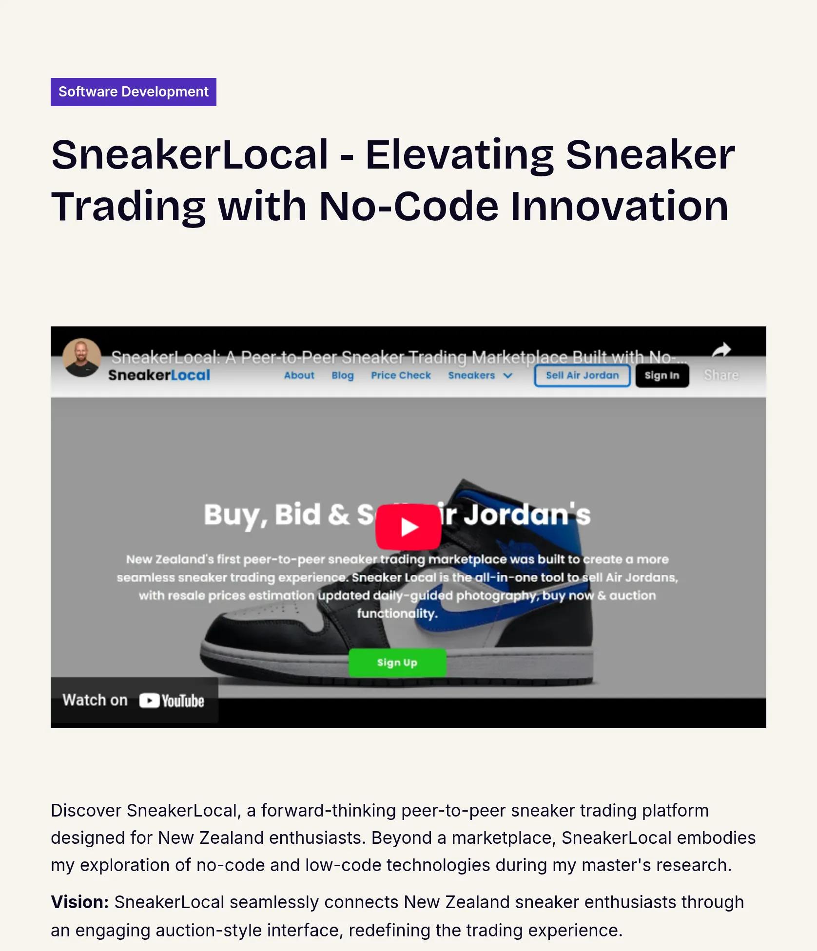 SneakerLocal: No-Code Peer-to-Peer Sneaker Trading Platform for NZ