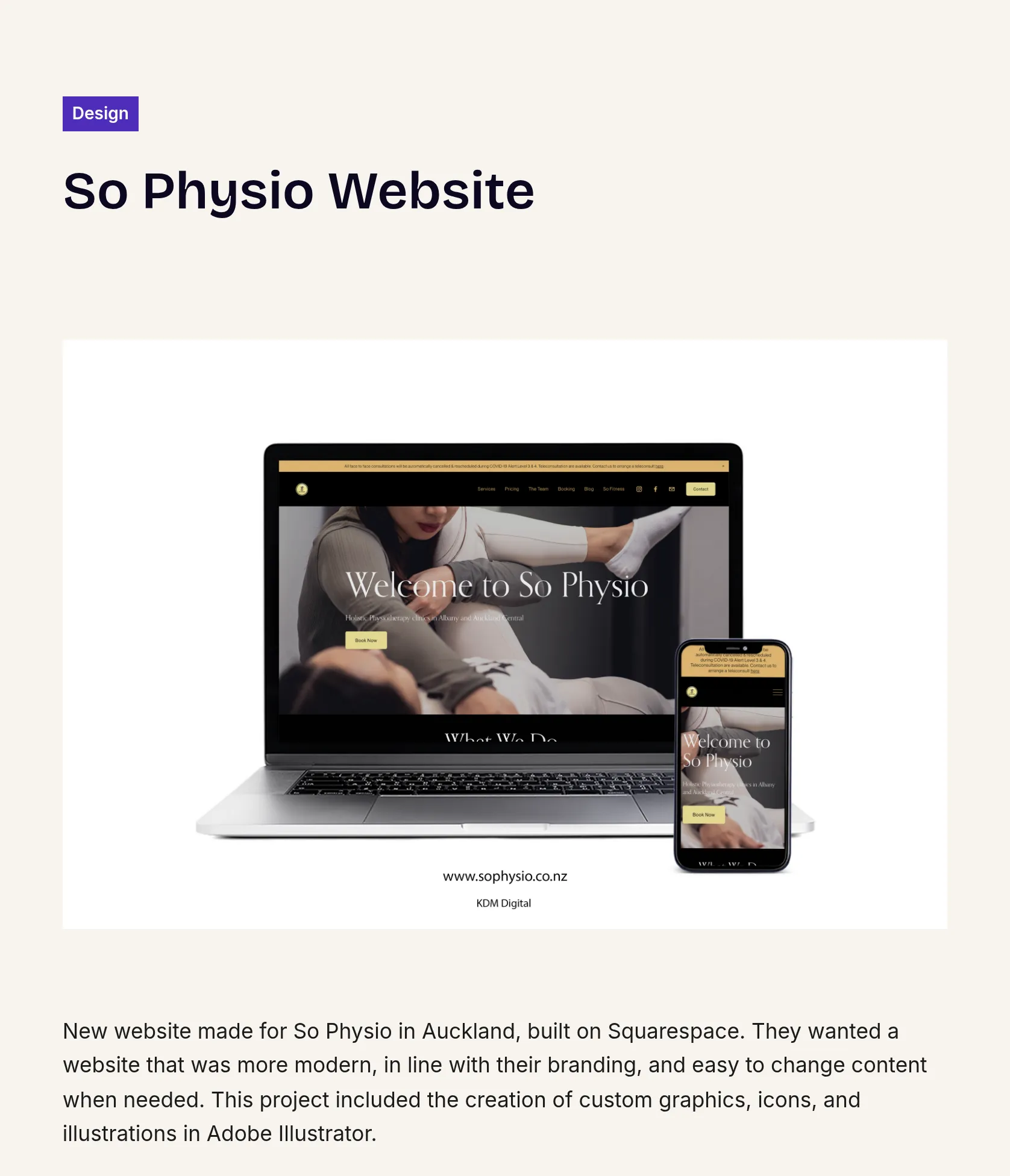 Modern Squarespace Website & Custom Graphics for So Physio