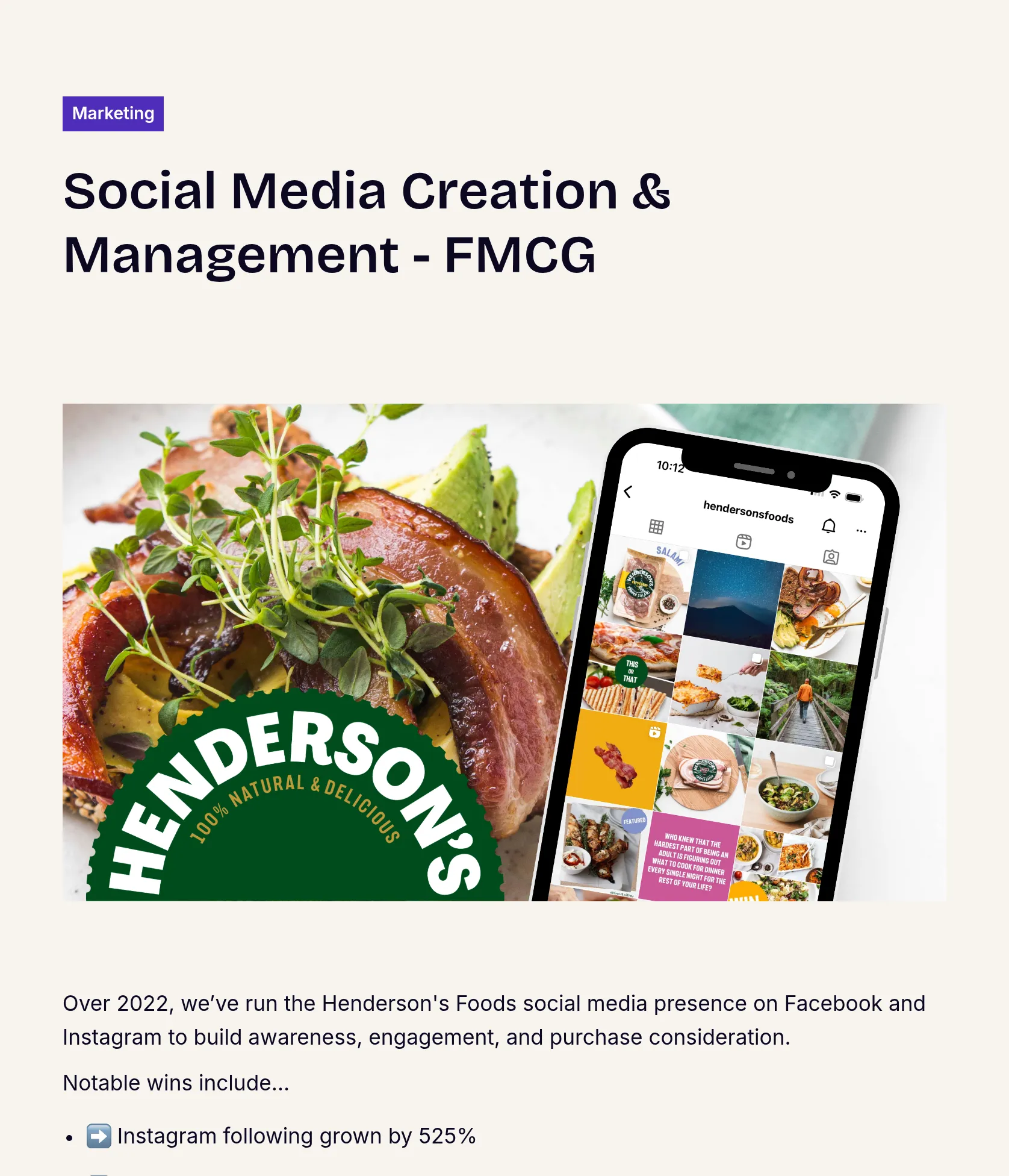 Driving Social Media Growth for Henderson's Foods screenshot