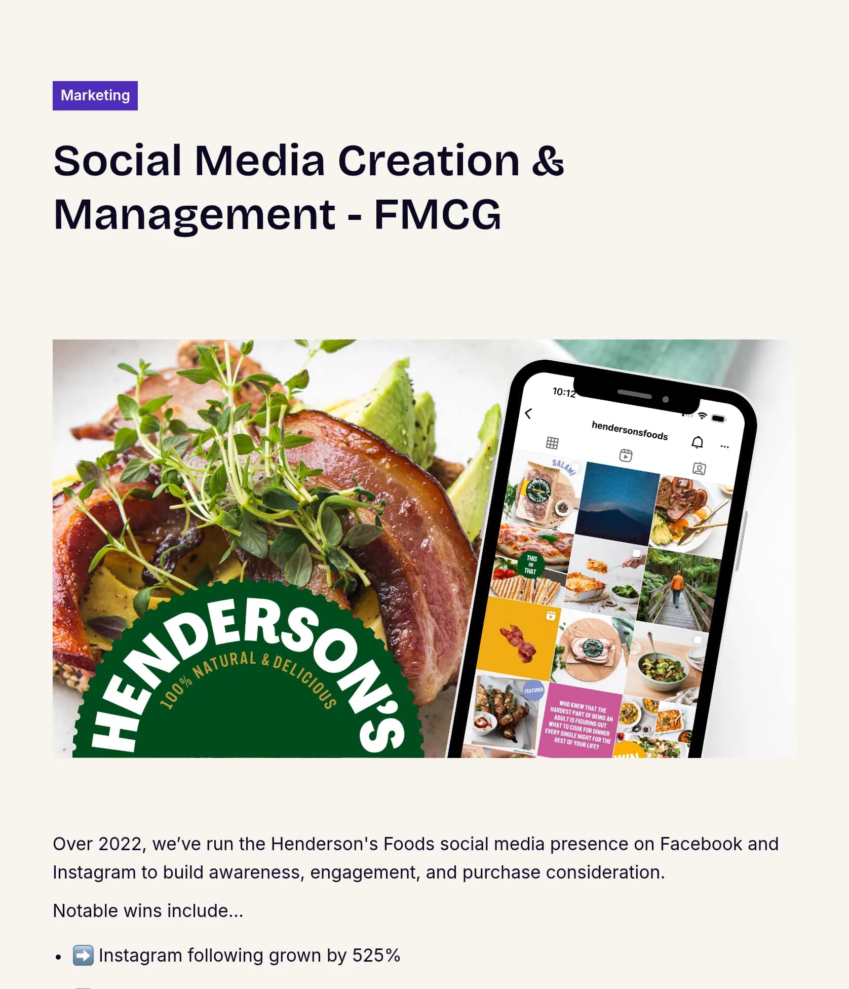 Driving Social Media Growth for Henderson's Foods