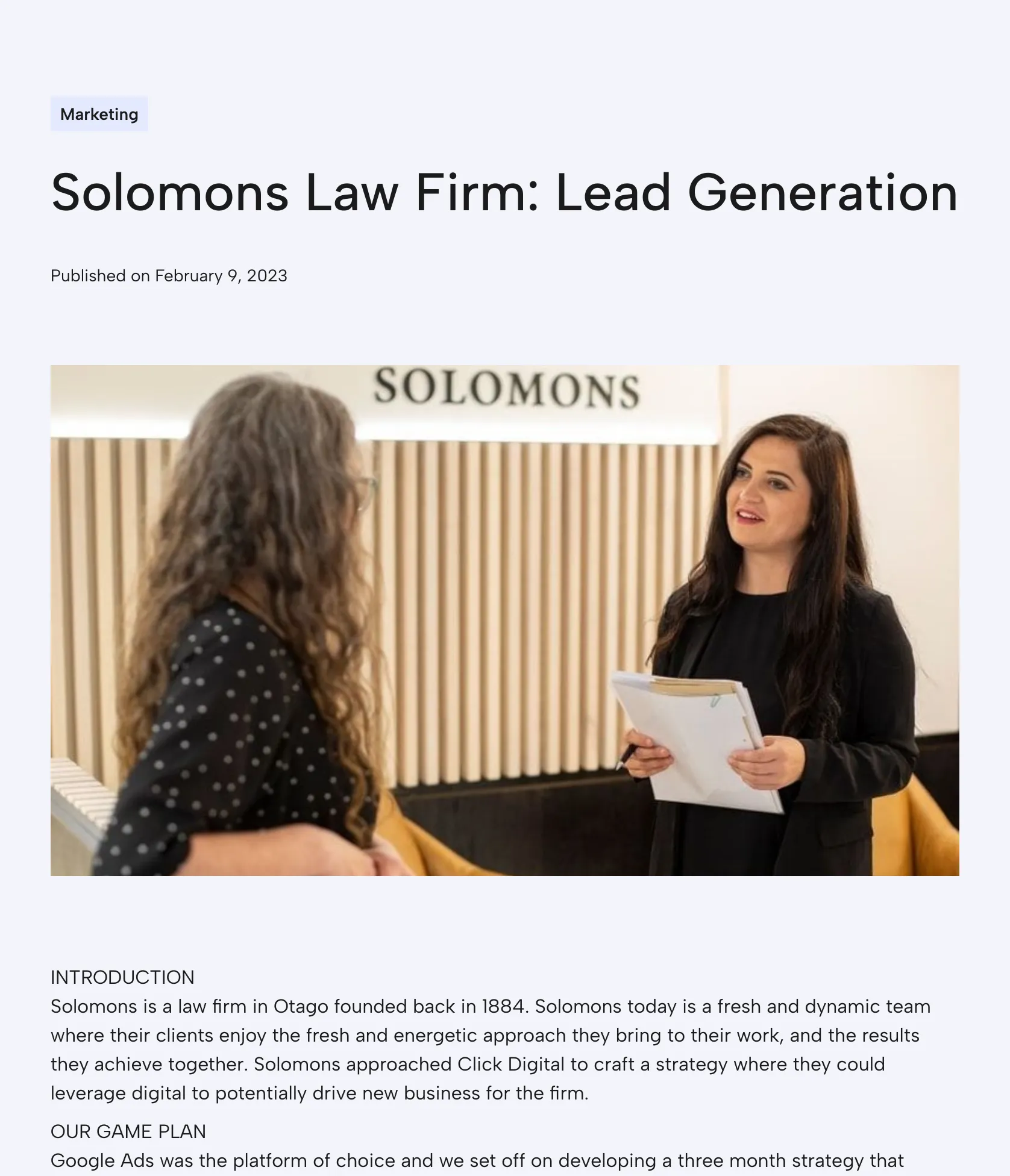 Google Ads Campaign for Solomons Law Firm screenshot