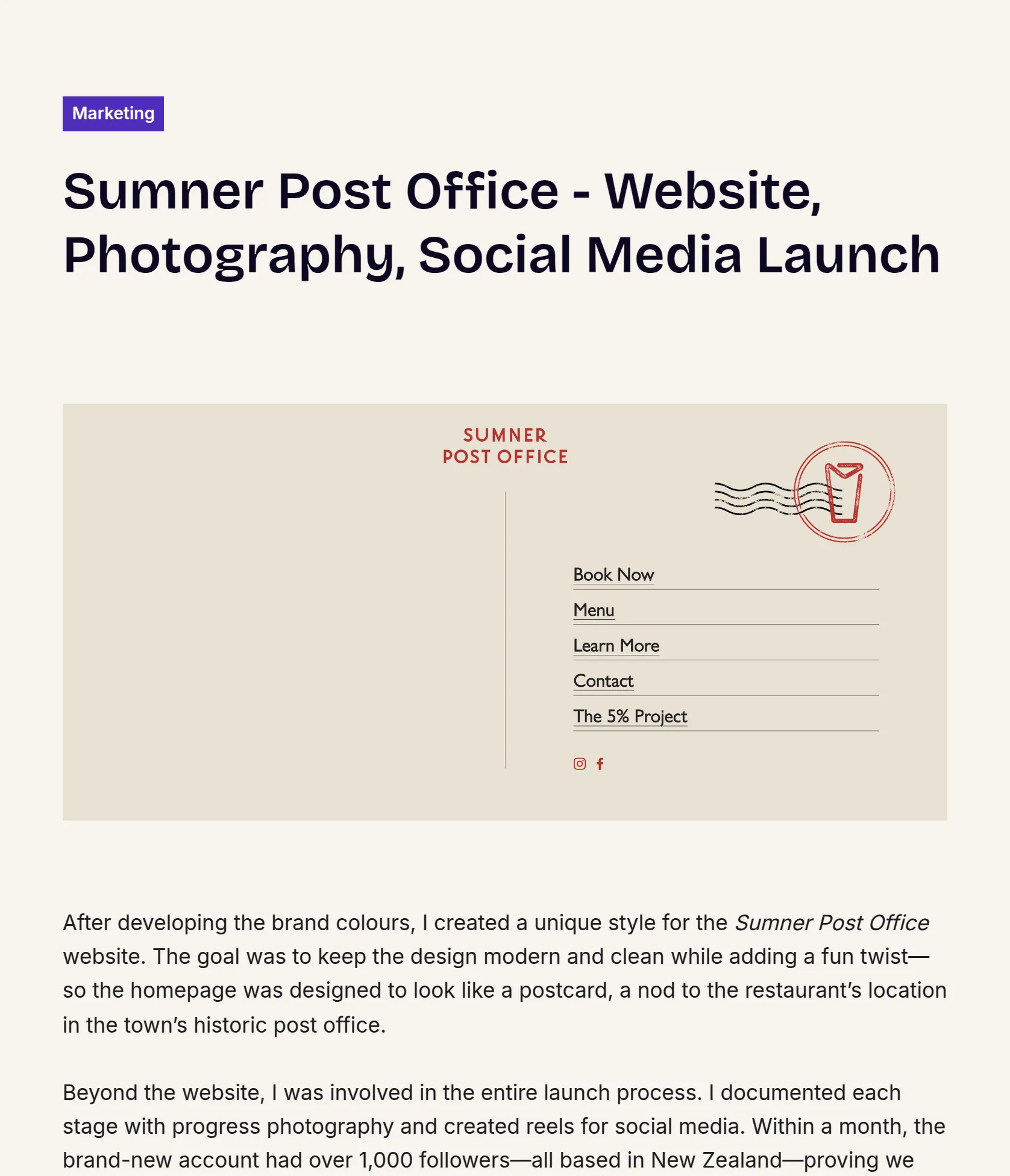 Branding, Website & Social Media Launch for Sumner Post Office