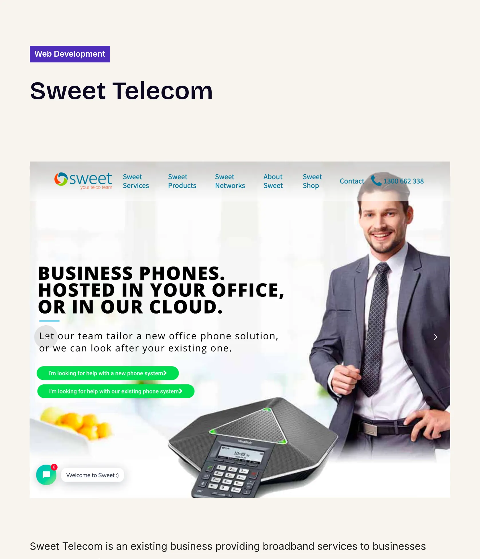 Business Broadband Platform for Sweet Telecom