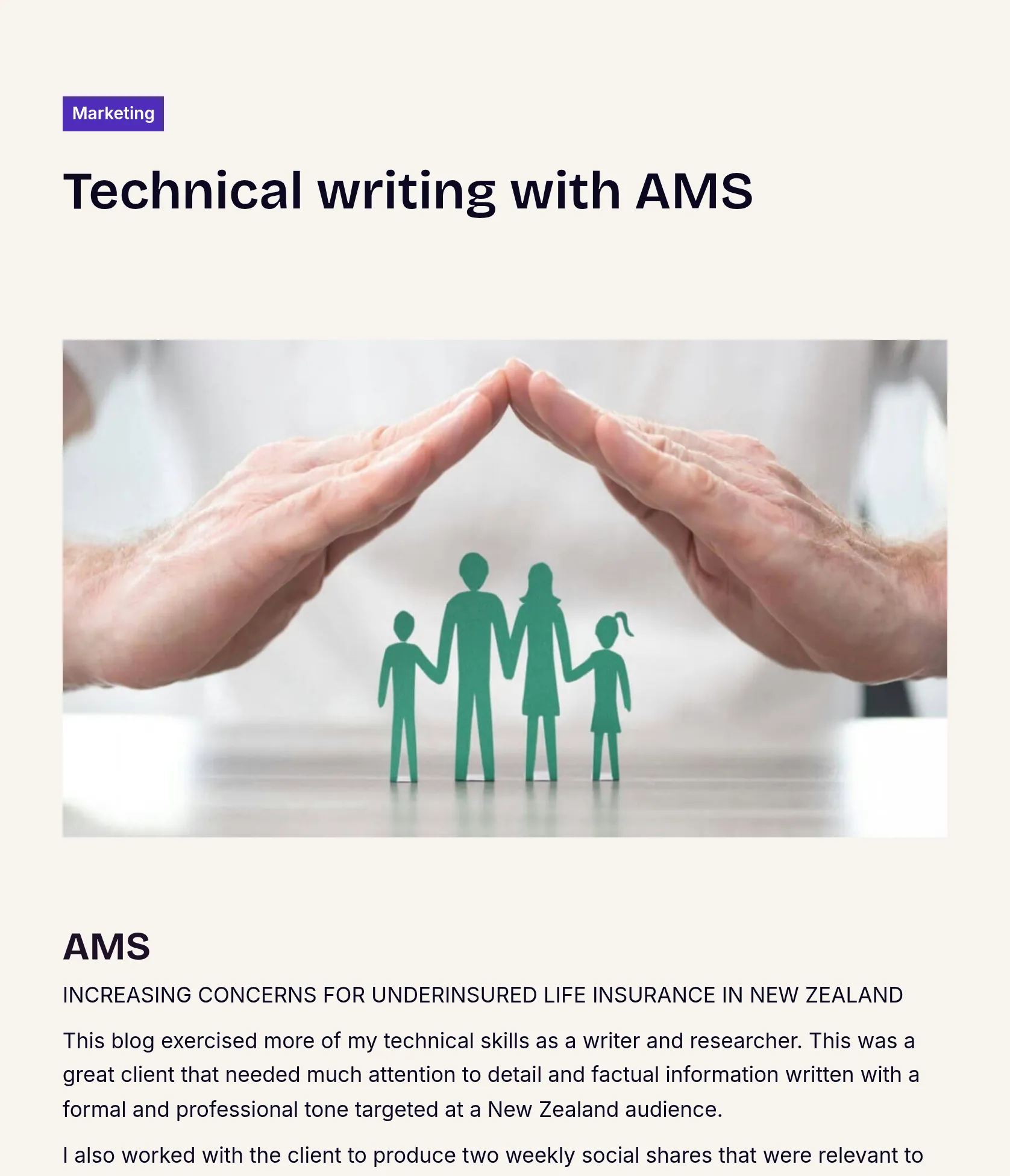 Technical Blog and Social Content for AMS Life Insurance Awareness
