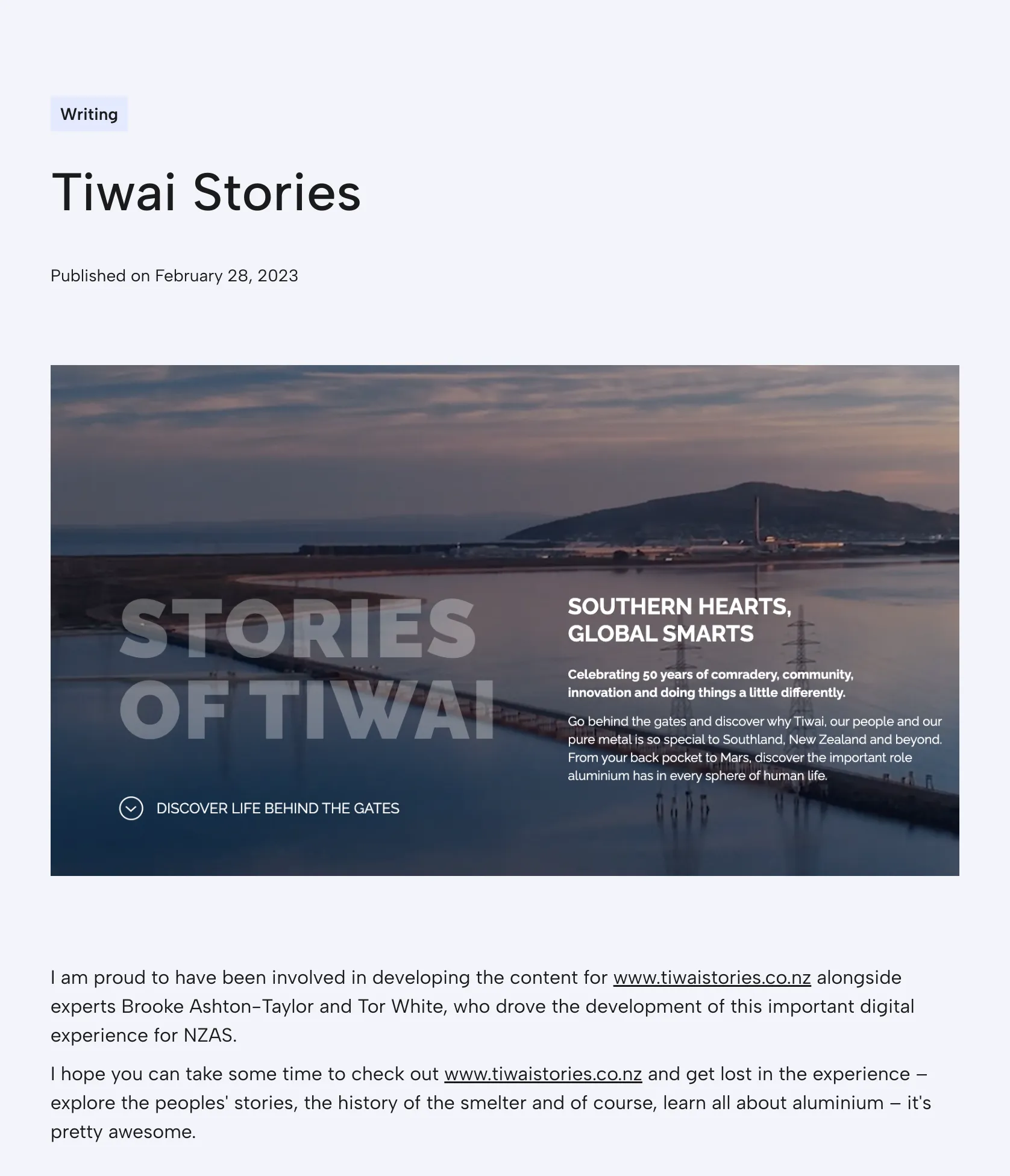 Content Development for Tiwaistories.co.nz – NZAS Digital Experience