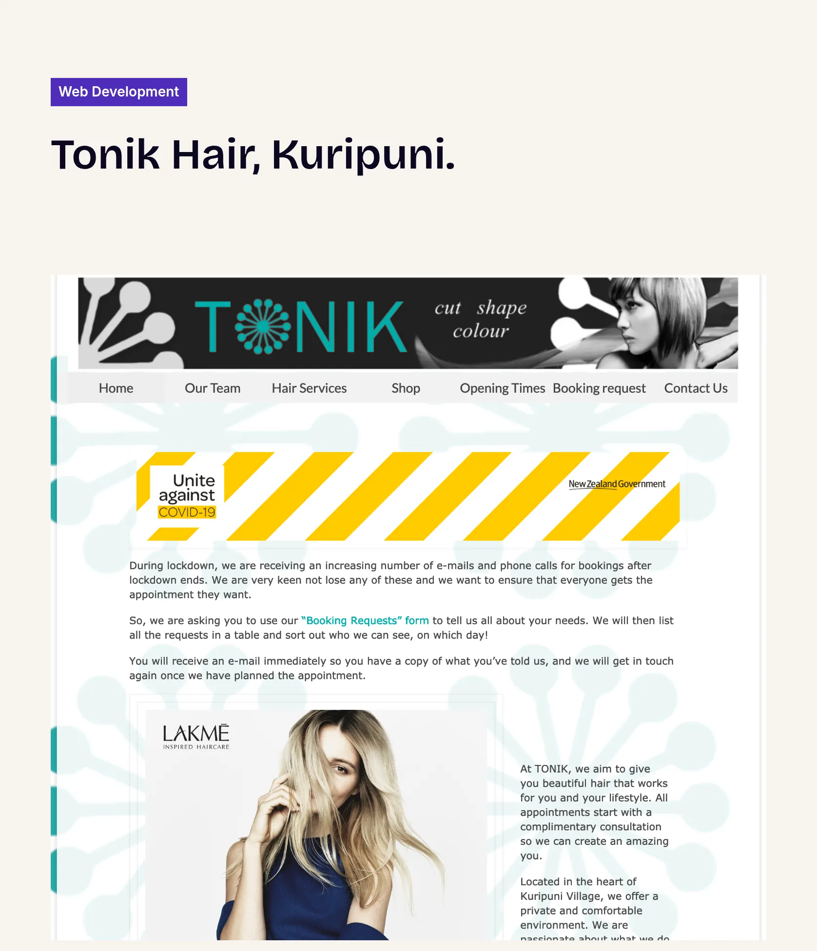 Website & Online Booking System for Established Hairdresser