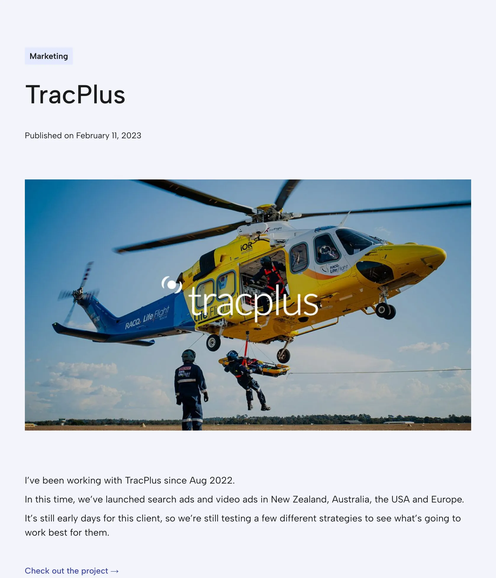Search and Video Ad Campaigns for TracPlus