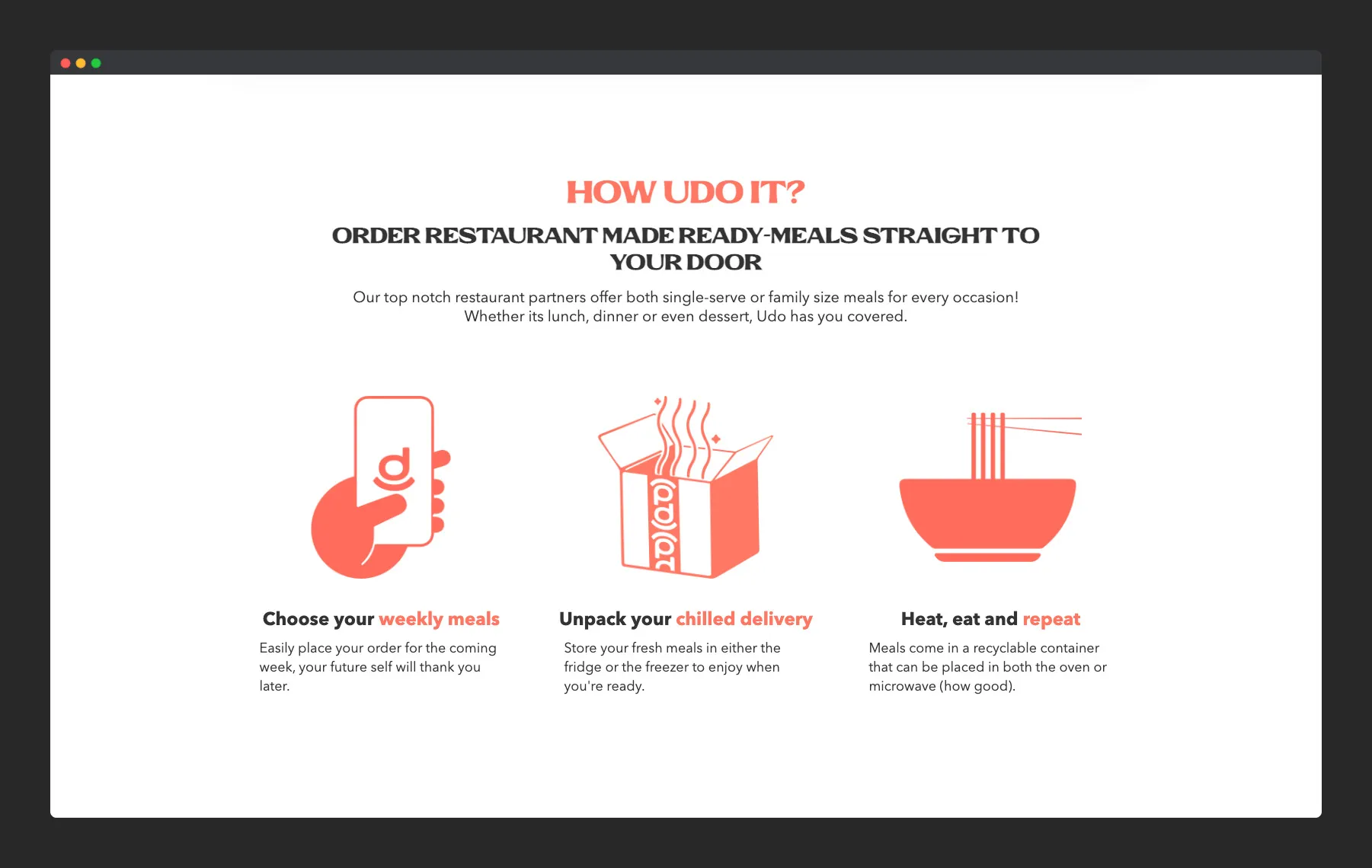 Landing Page & Digital Marketing for Udo Food Delivery Startup gallery 1