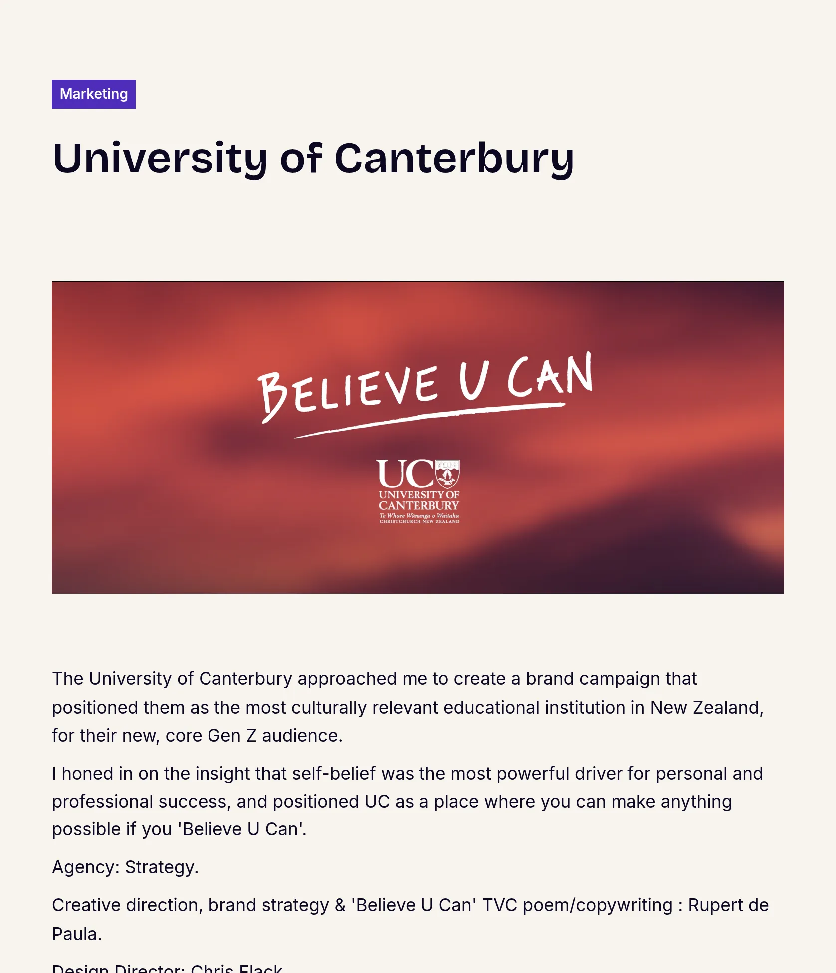 Believe U Can: Gen Z Brand Campaign for University of Canterbury