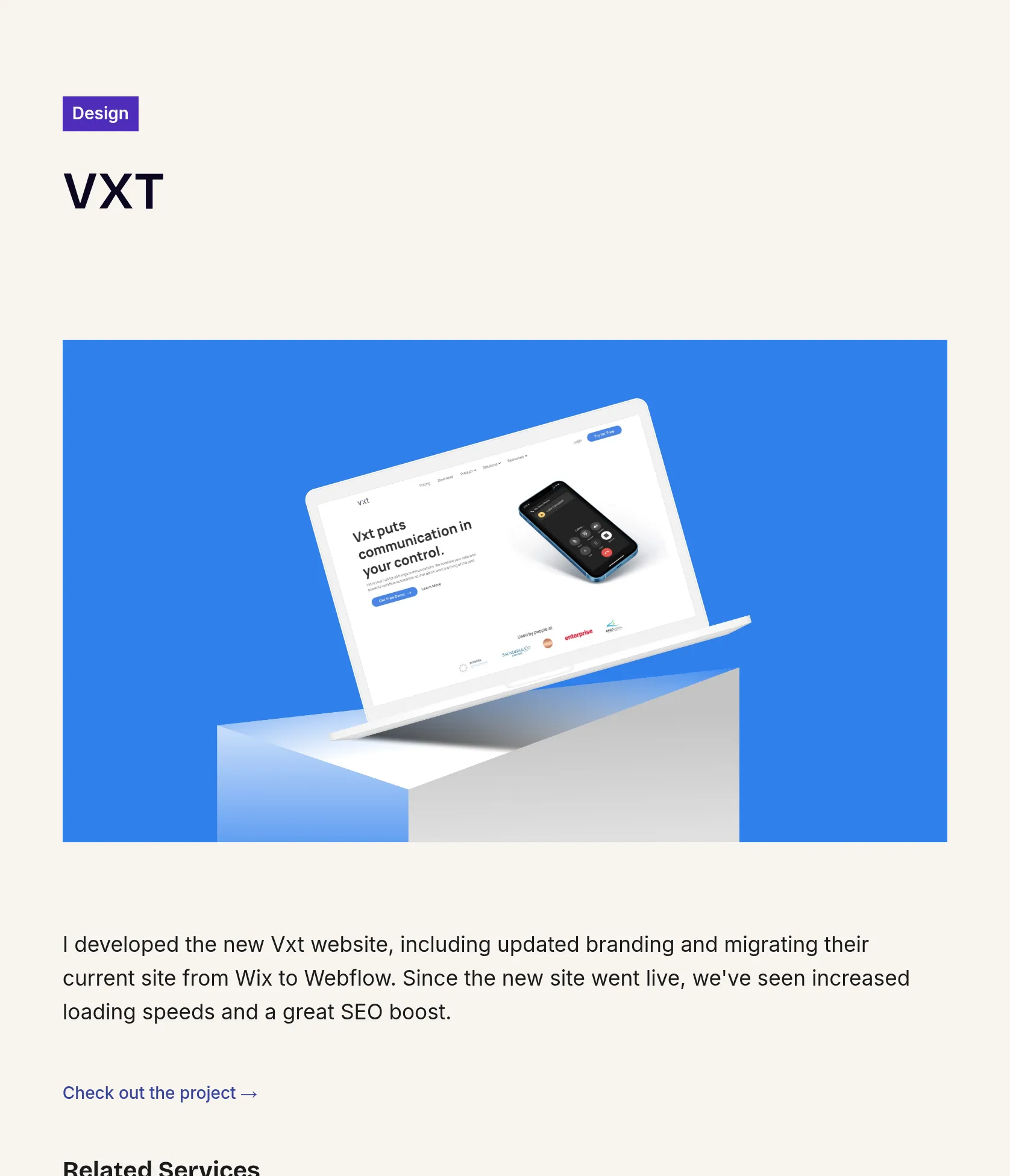 Vxt Website Redesign and Webflow Migration