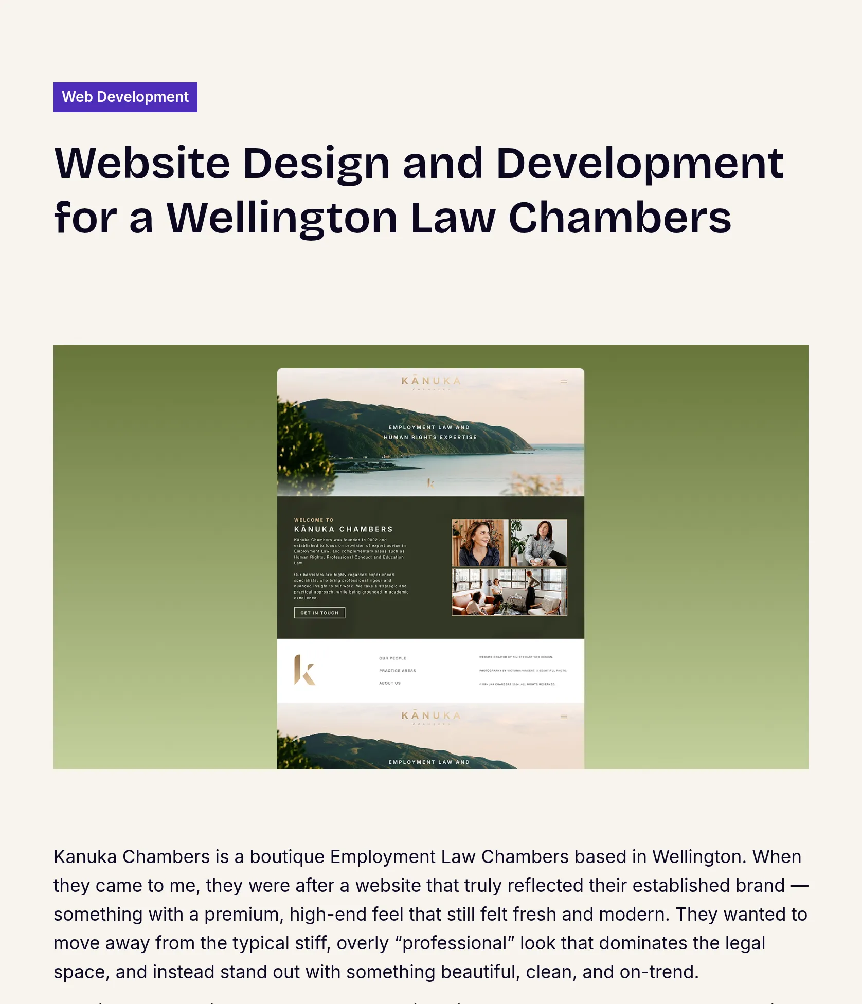 Bespoke Website Design for Kanuka Chambers