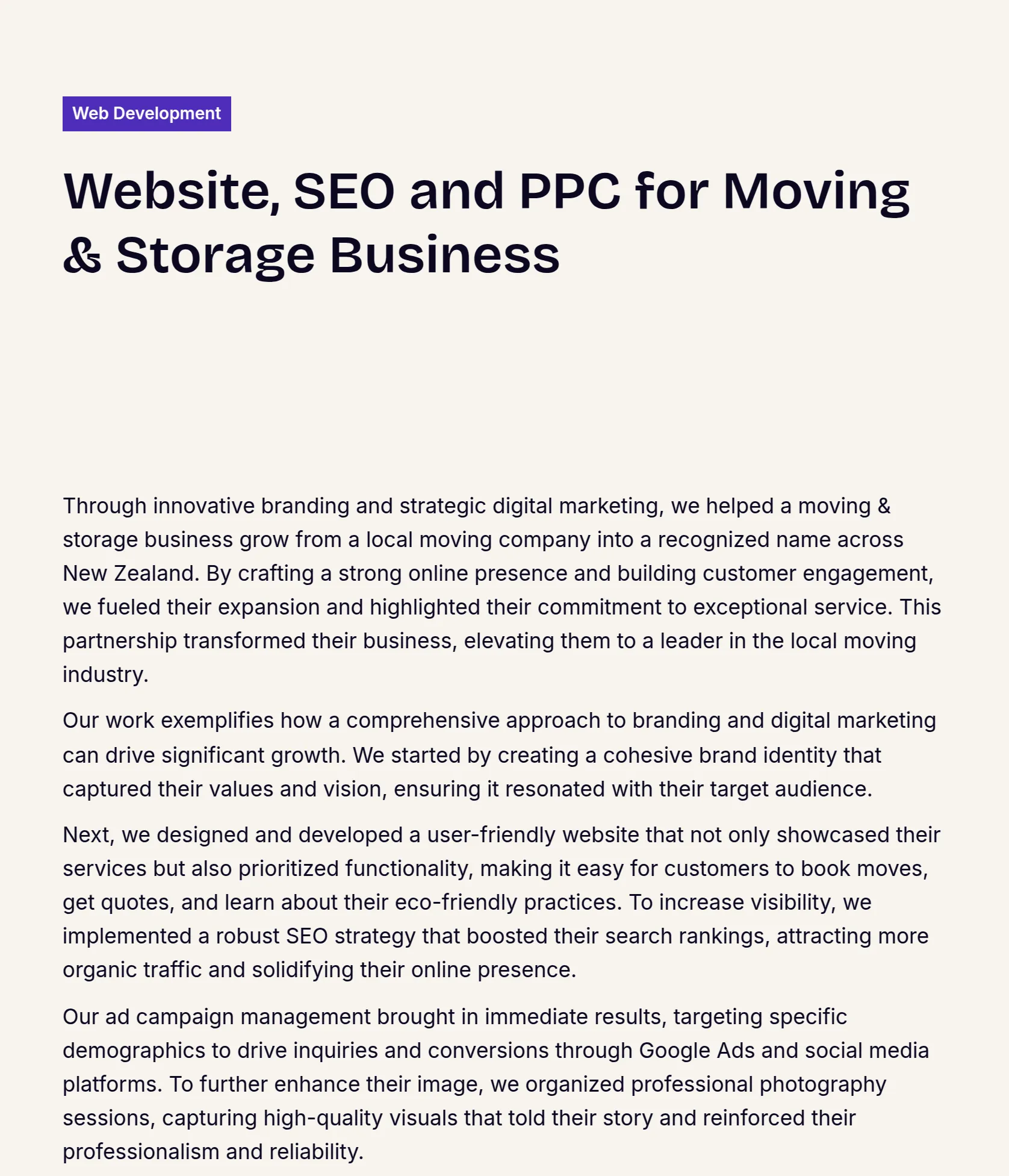 Branding and Digital Marketing for a National Moving & Storage Company