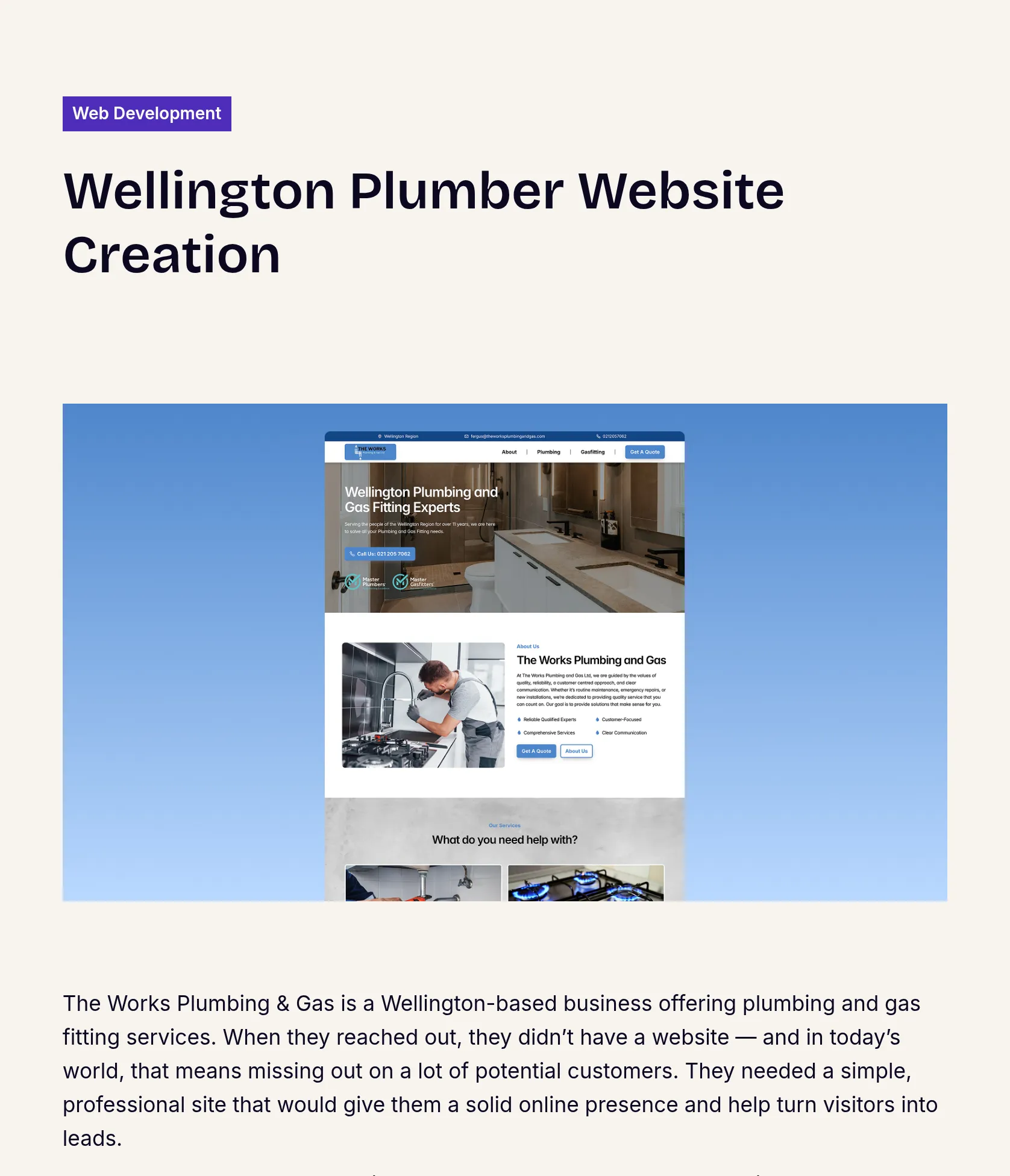 Website Design for The Works Plumbing & Gas