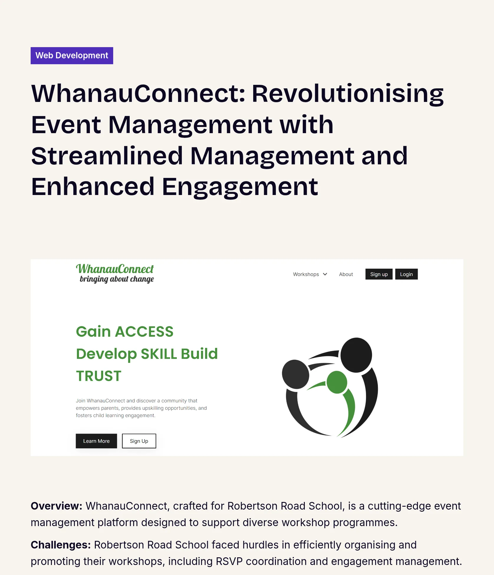 WhanauConnect: Event Management Platform for Robertson Road School